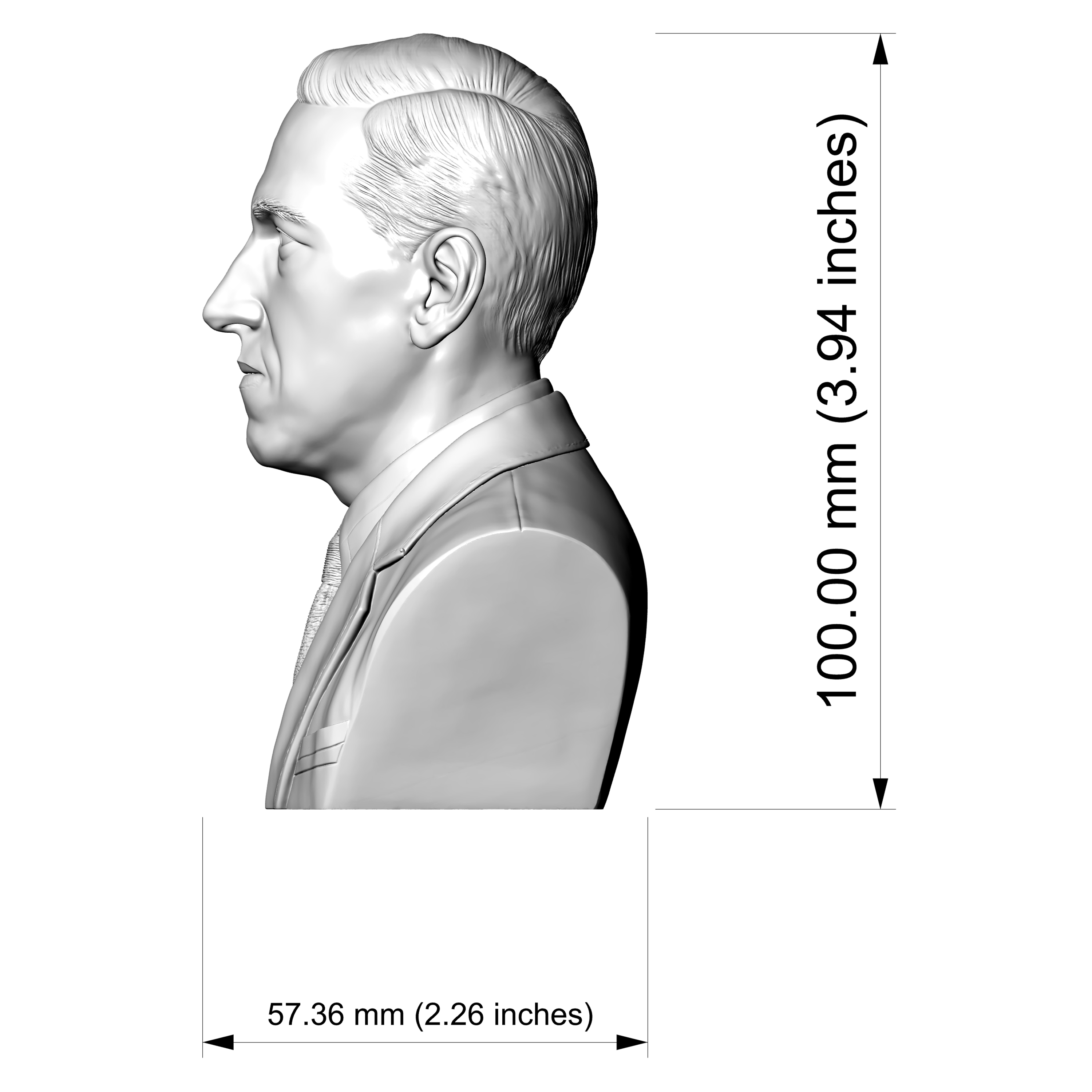 H P Lovecraft 3D Printable Bust 3D Model