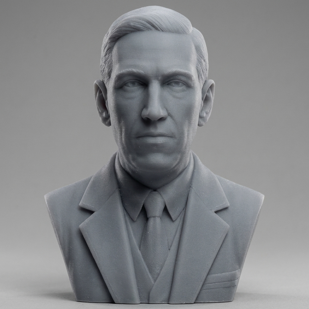 H P Lovecraft 3D Printable Bust 3D Model