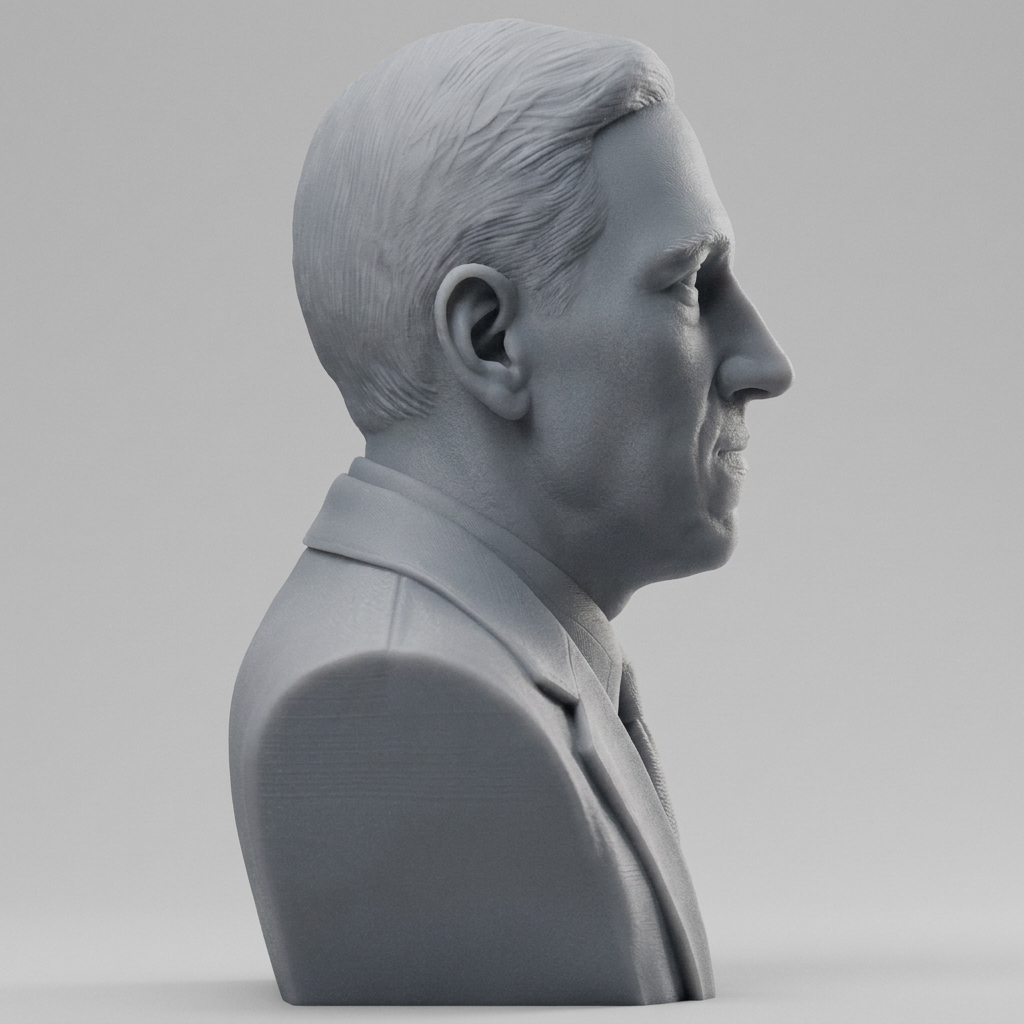 H P Lovecraft 3D Printable Bust 3D Model