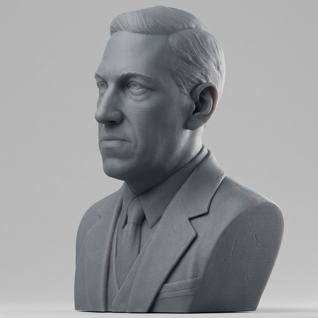 H P Lovecraft 3D Printable Bust 3D Model