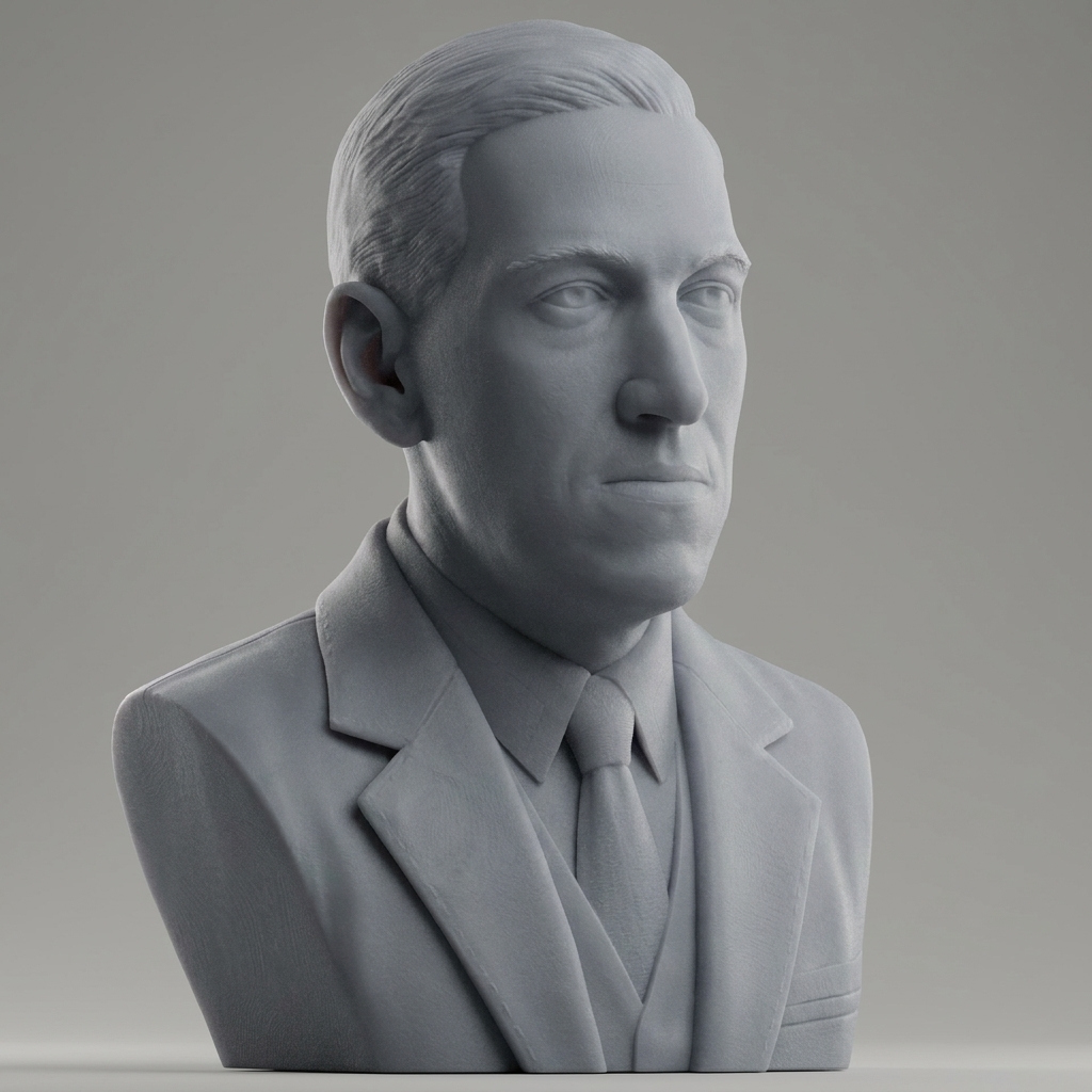H P Lovecraft 3D Printable Bust 3D Model