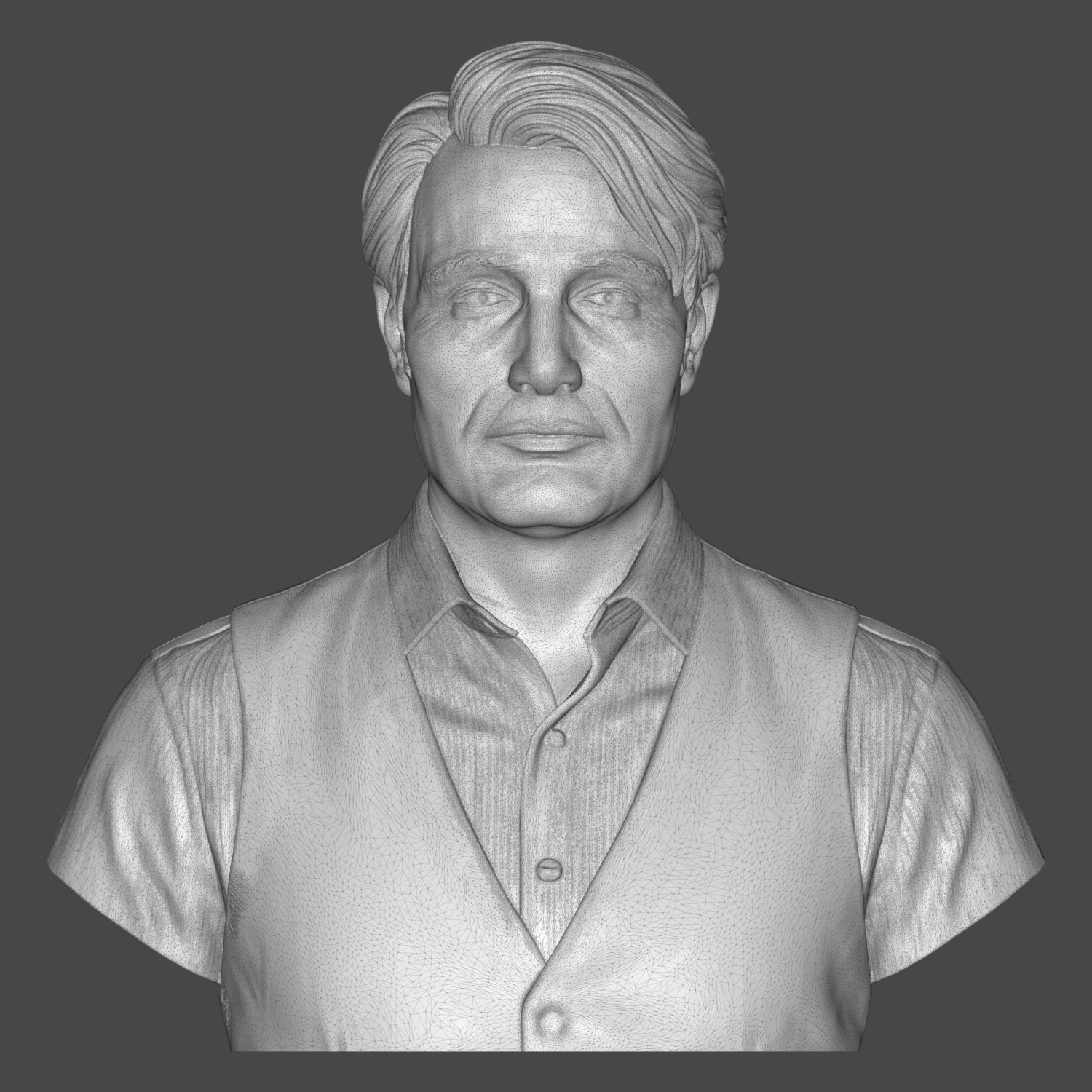 Hannibal Lecter Mads Mikkelsen Vest 3D Printable Bust 3D Model