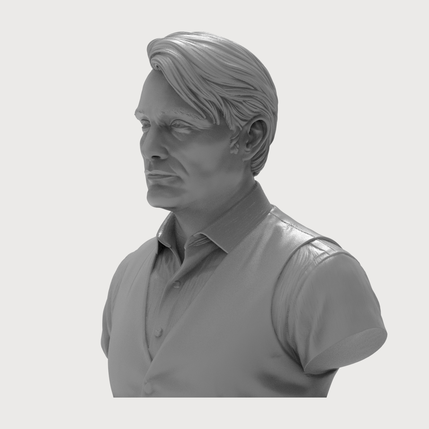 Hannibal Lecter Mads Mikkelsen Vest 3D Printable Bust 3D Model