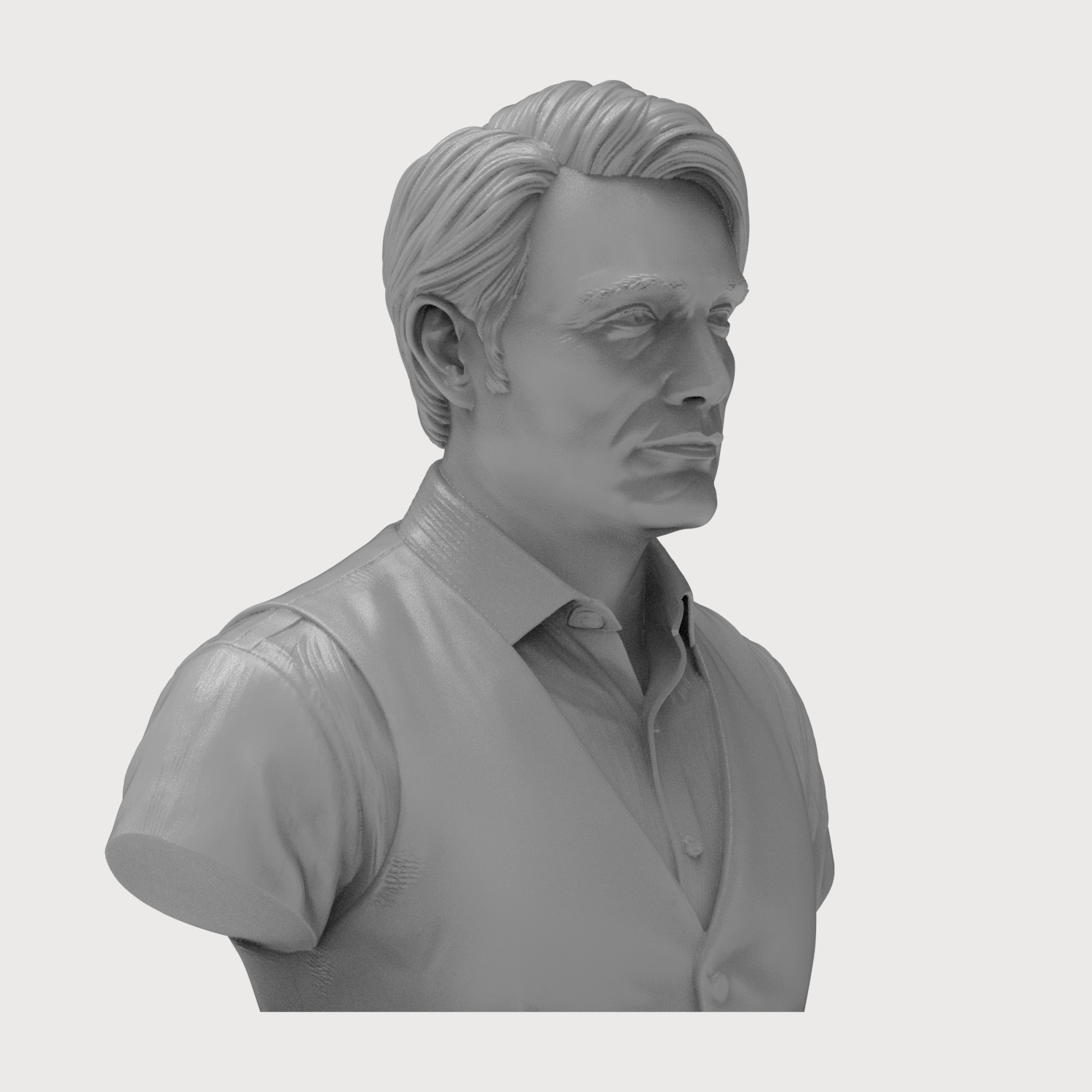 Hannibal Lecter Mads Mikkelsen Vest 3D Printable Bust 3D Model