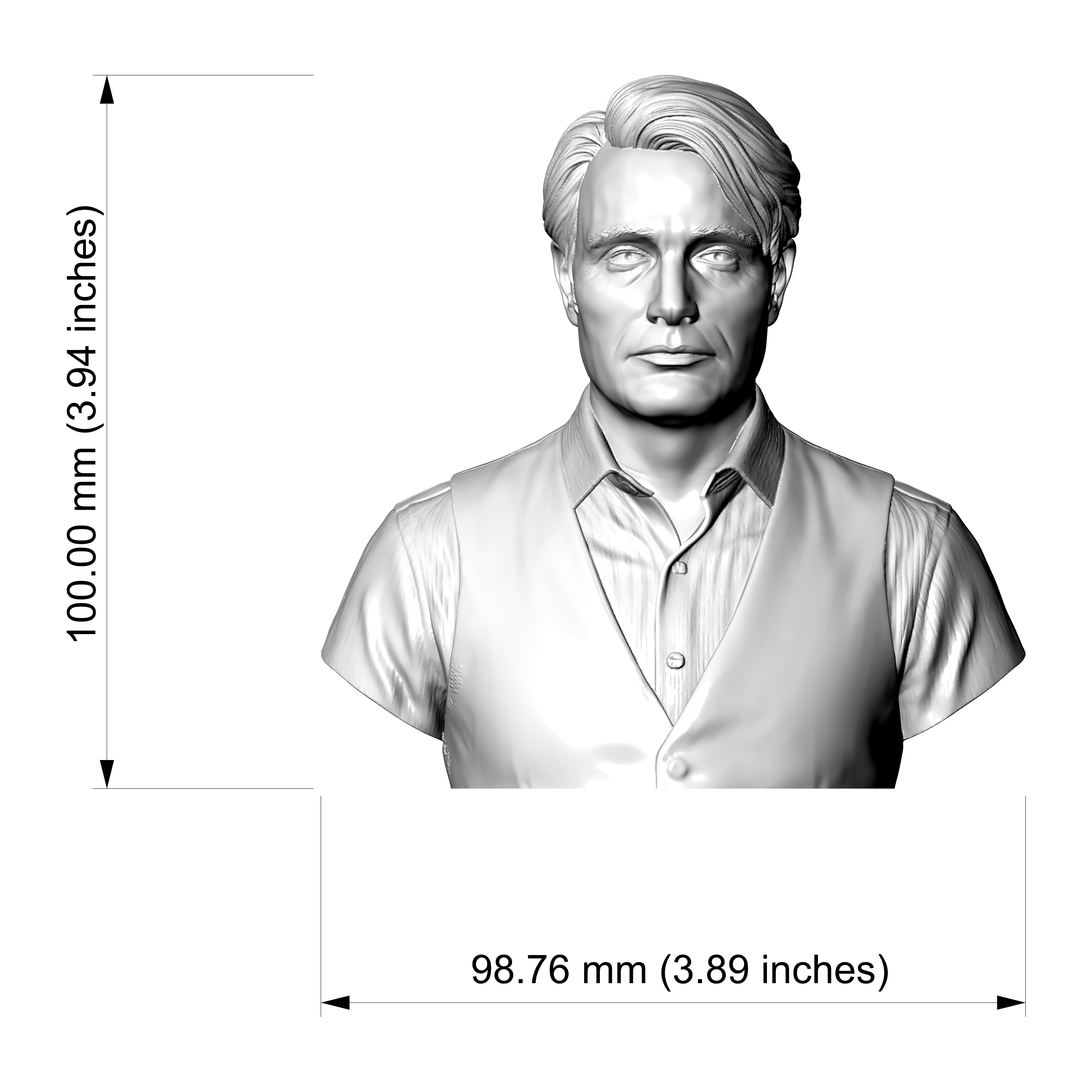 Hannibal Lecter Mads Mikkelsen Vest 3D Printable Bust 3D Model