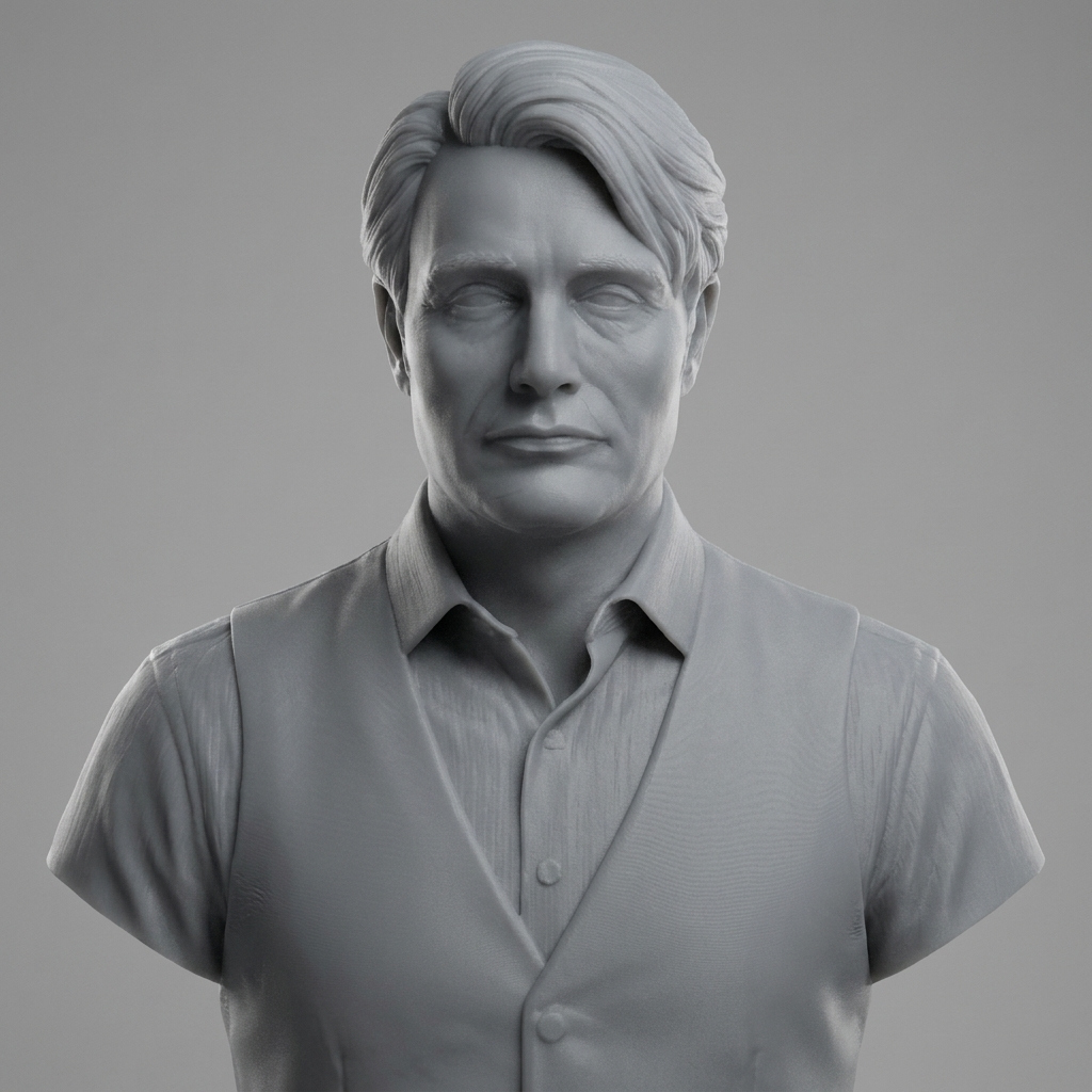 Hannibal Lecter Mads Mikkelsen Vest 3D Printable Bust 3D Model