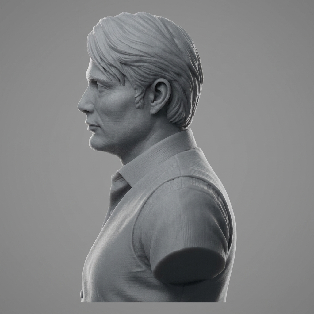 Hannibal Lecter Mads Mikkelsen Vest 3D Printable Bust 3D Model