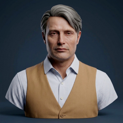 Hannibal Lecter Mads Mikkelsen Vest 3D Printable Bust