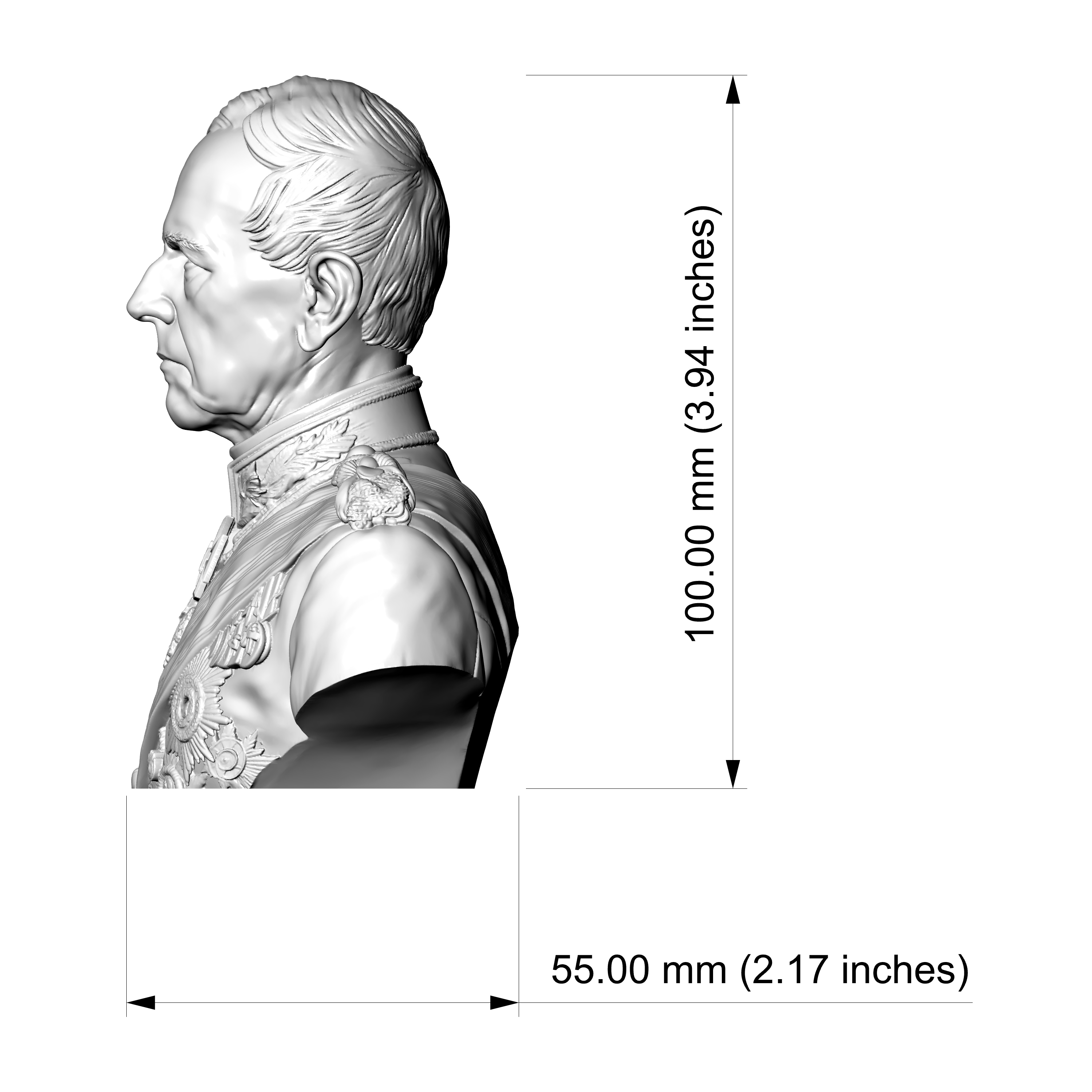 Helmuth von Moltke 3D Printable Bust 3D Model