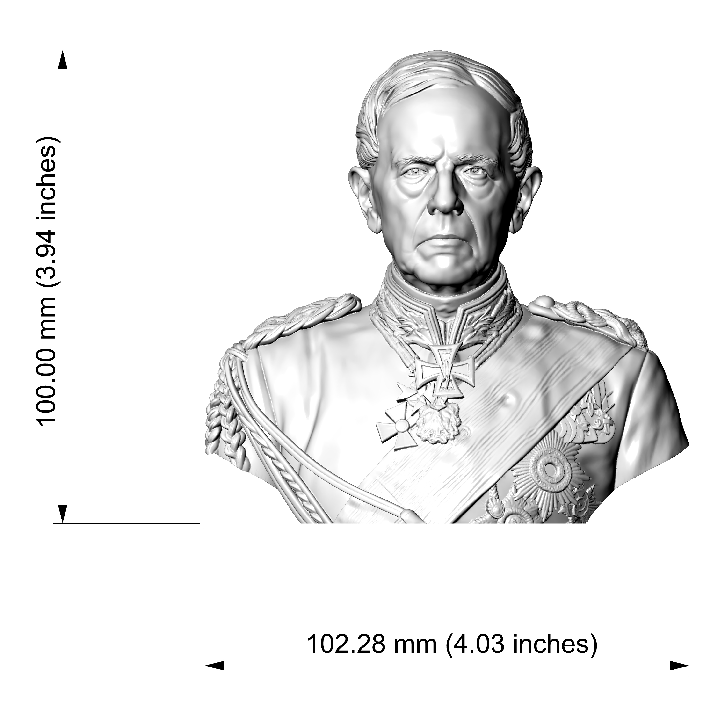 Helmuth von Moltke 3D Printable Bust 3D Model