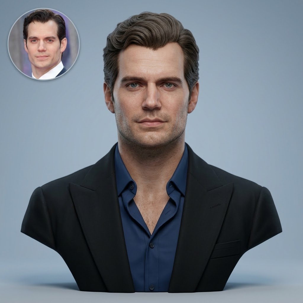 Henry Cavill 3D Printable Bust 3D Model