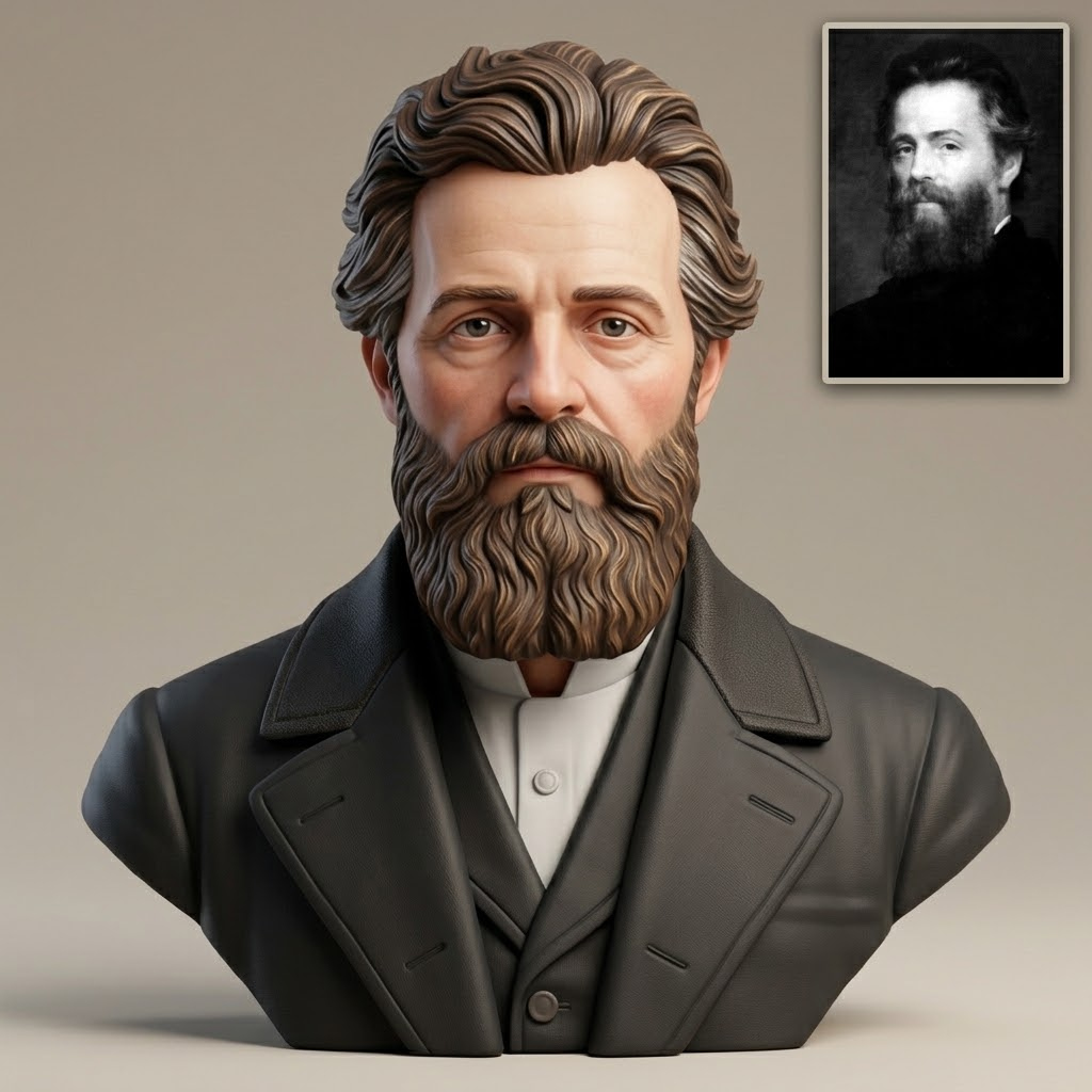 Herman Melville 3D Printable Bust 3D Model