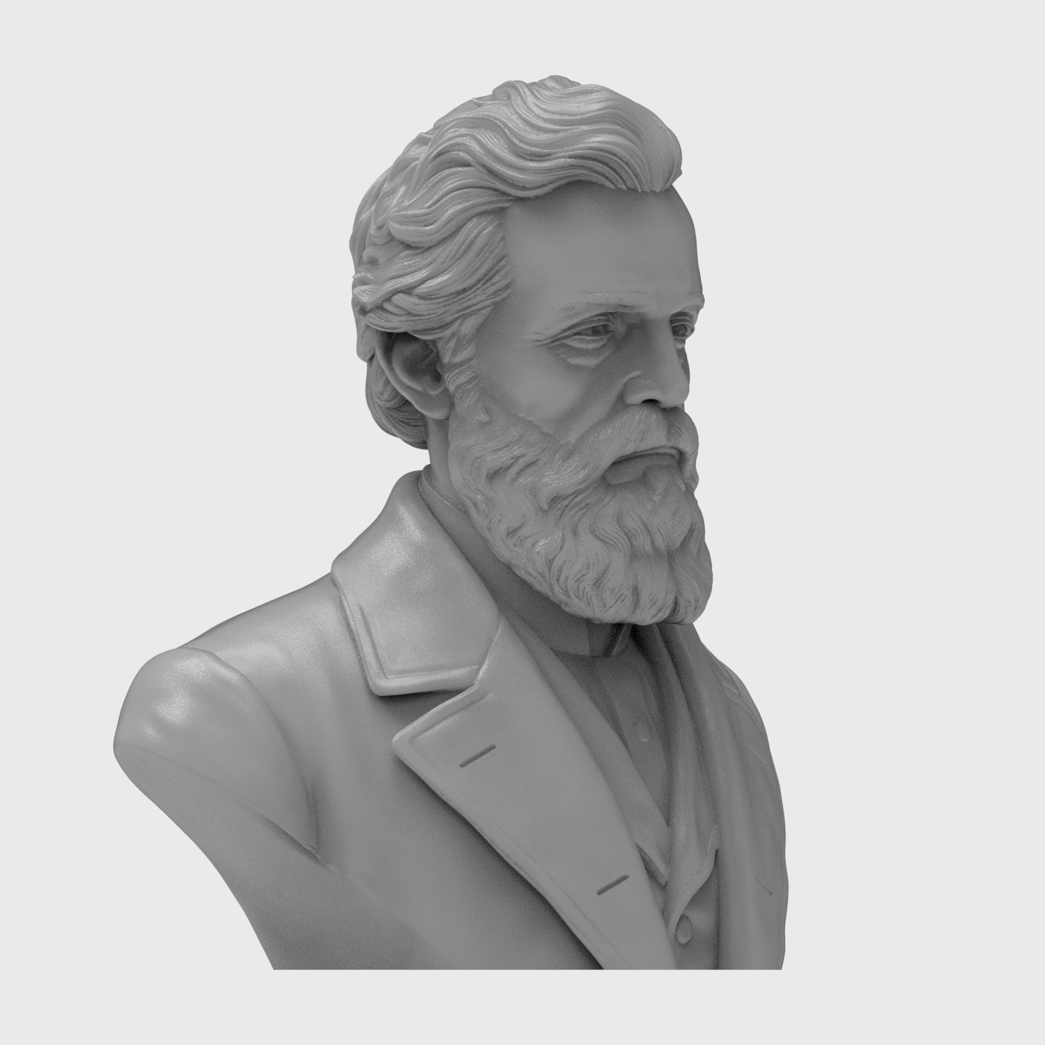 Herman Melville 3D Printable Bust 3D Model