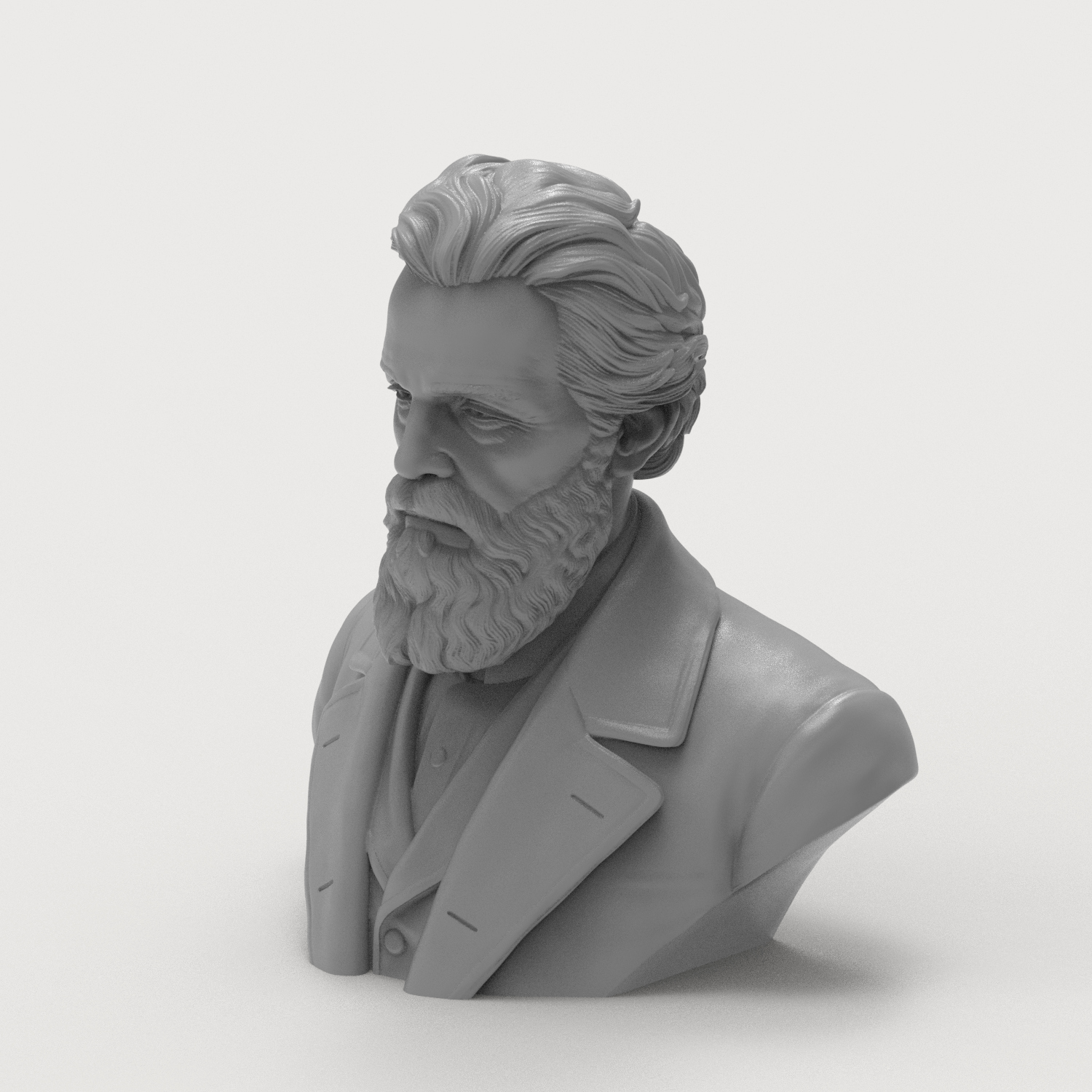 Herman Melville 3D Printable Bust 3D Model