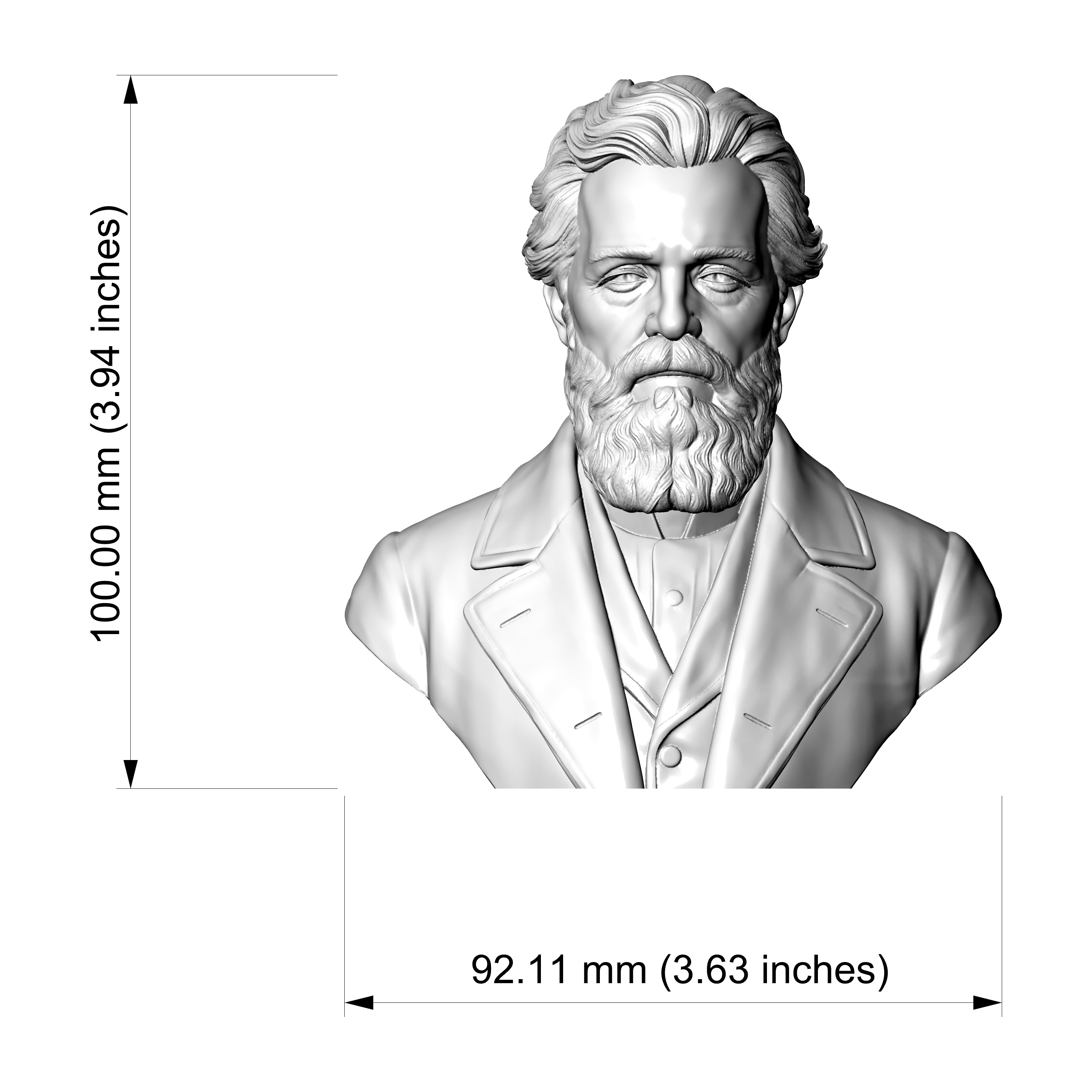 Herman Melville 3D Printable Bust 3D Model