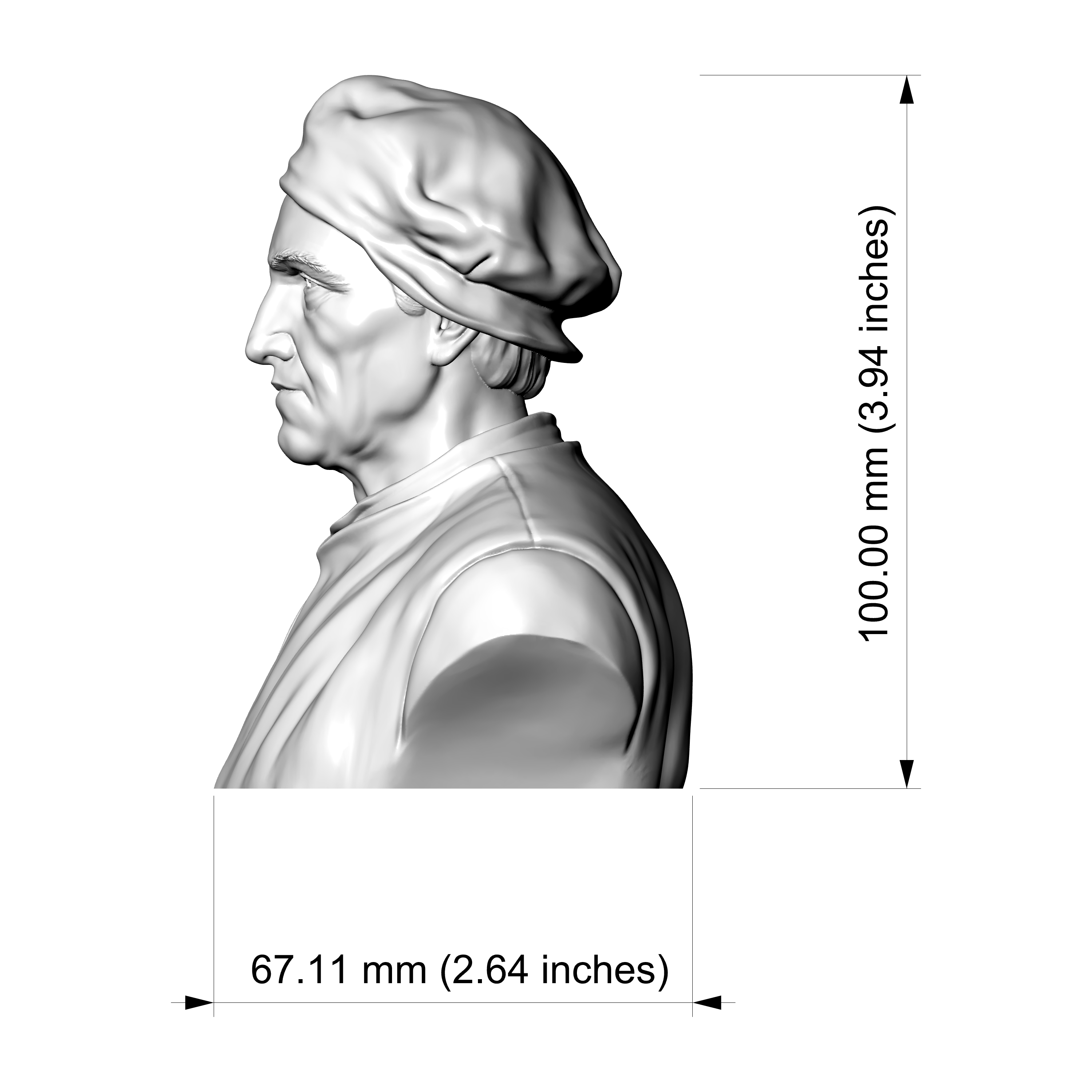 Hieronymus Bosch 3D Printable Bust 3D Model