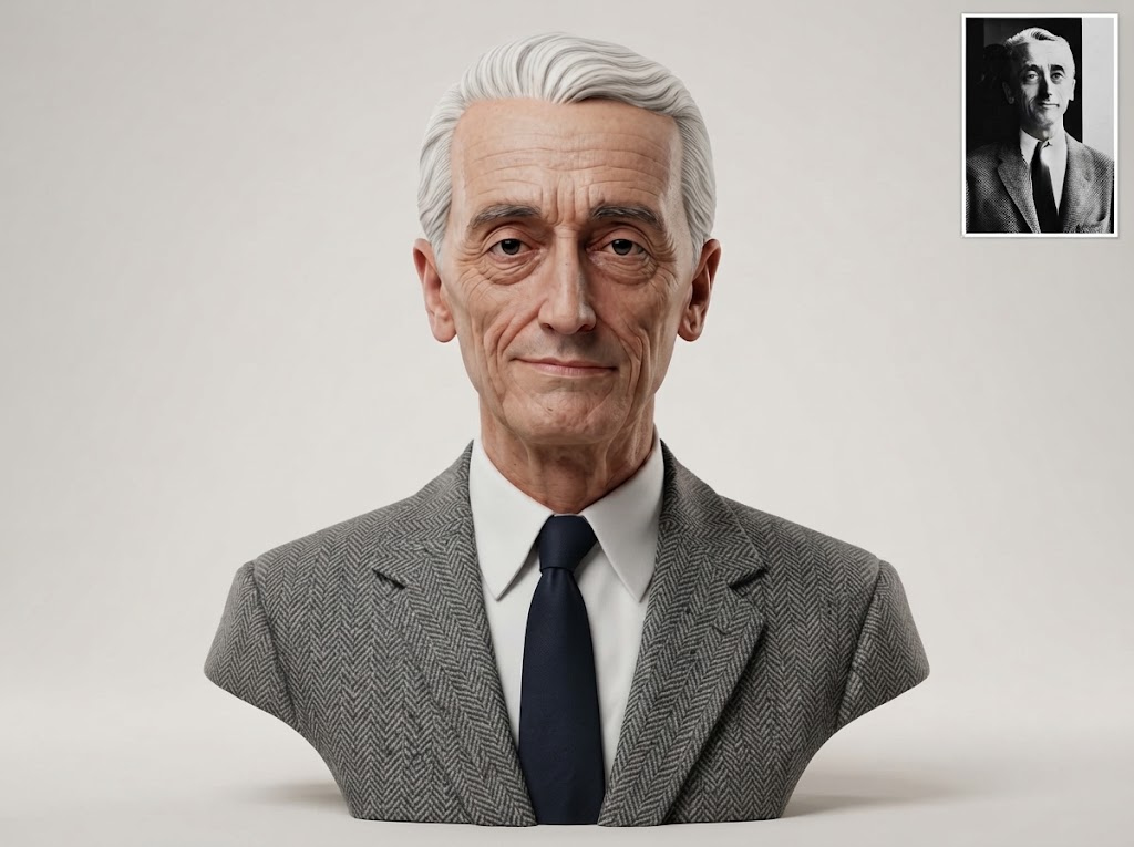 Jacques-Yves Cousteau Oceanographer Bust 3D Model