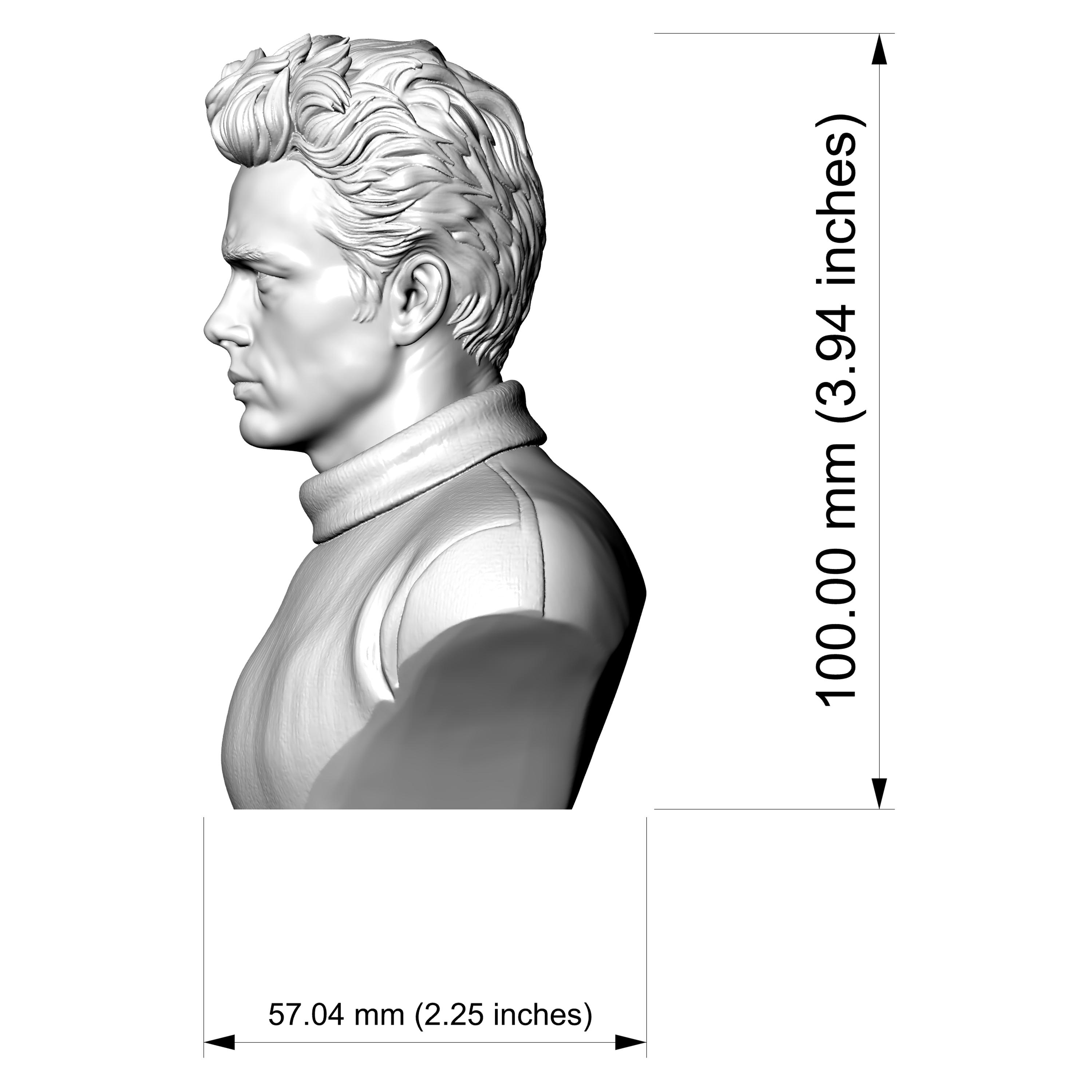 James Dean Bust 3D Printable 3D Model