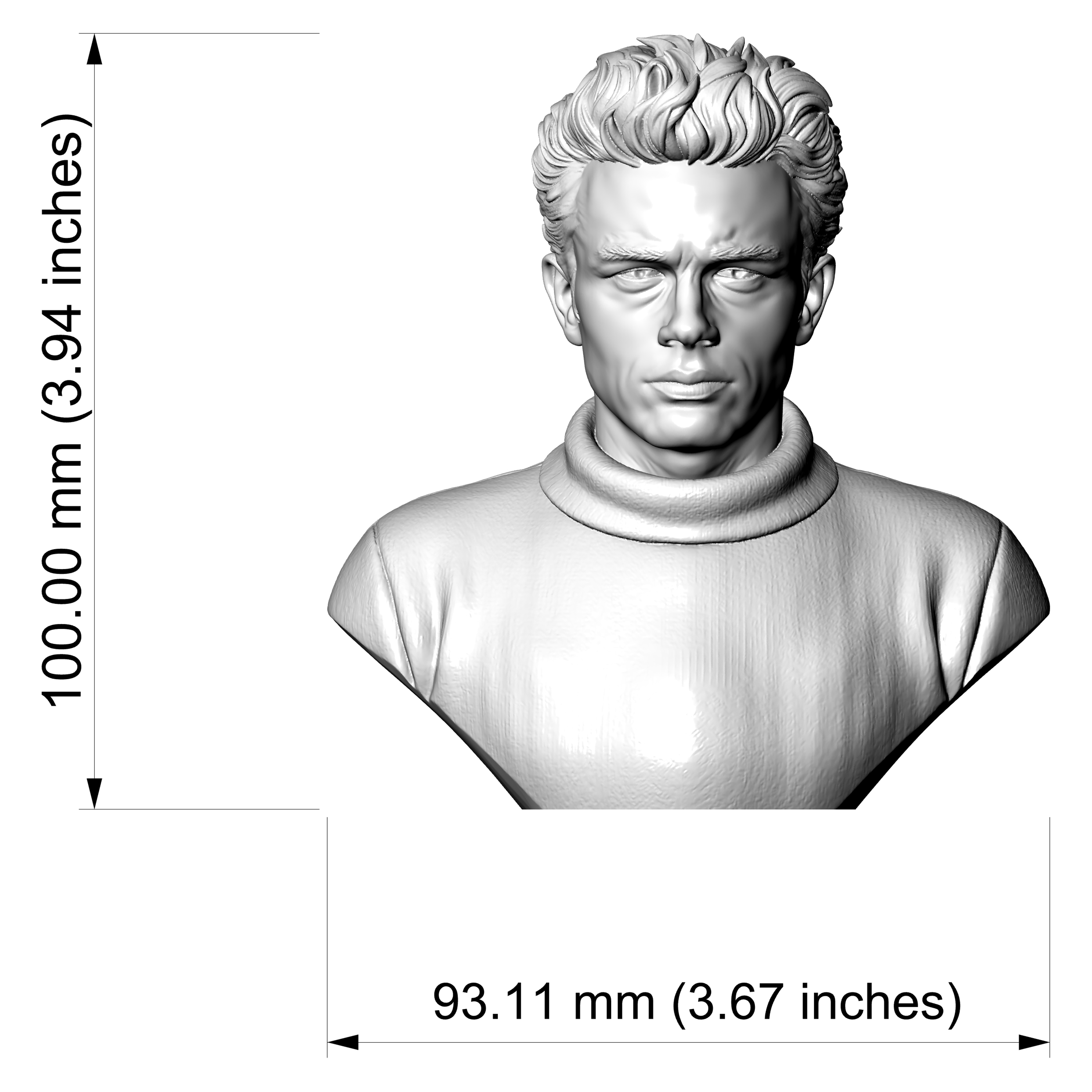 James Dean Bust 3D Printable 3D Model