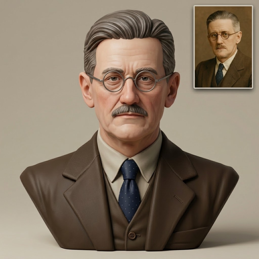 James Joyce 3D Printable Bust 3D Model