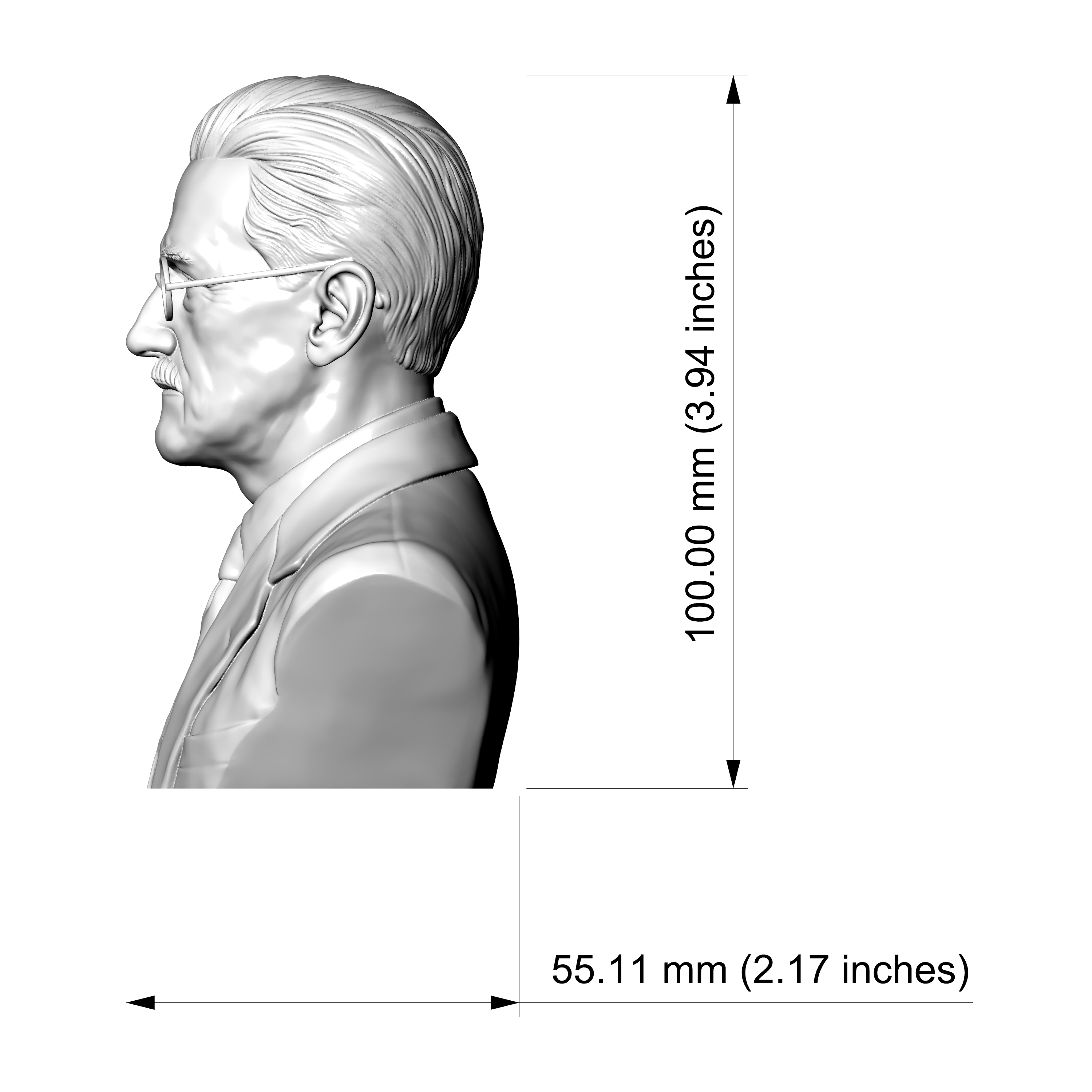 James Joyce 3D Printable Bust 3D Model