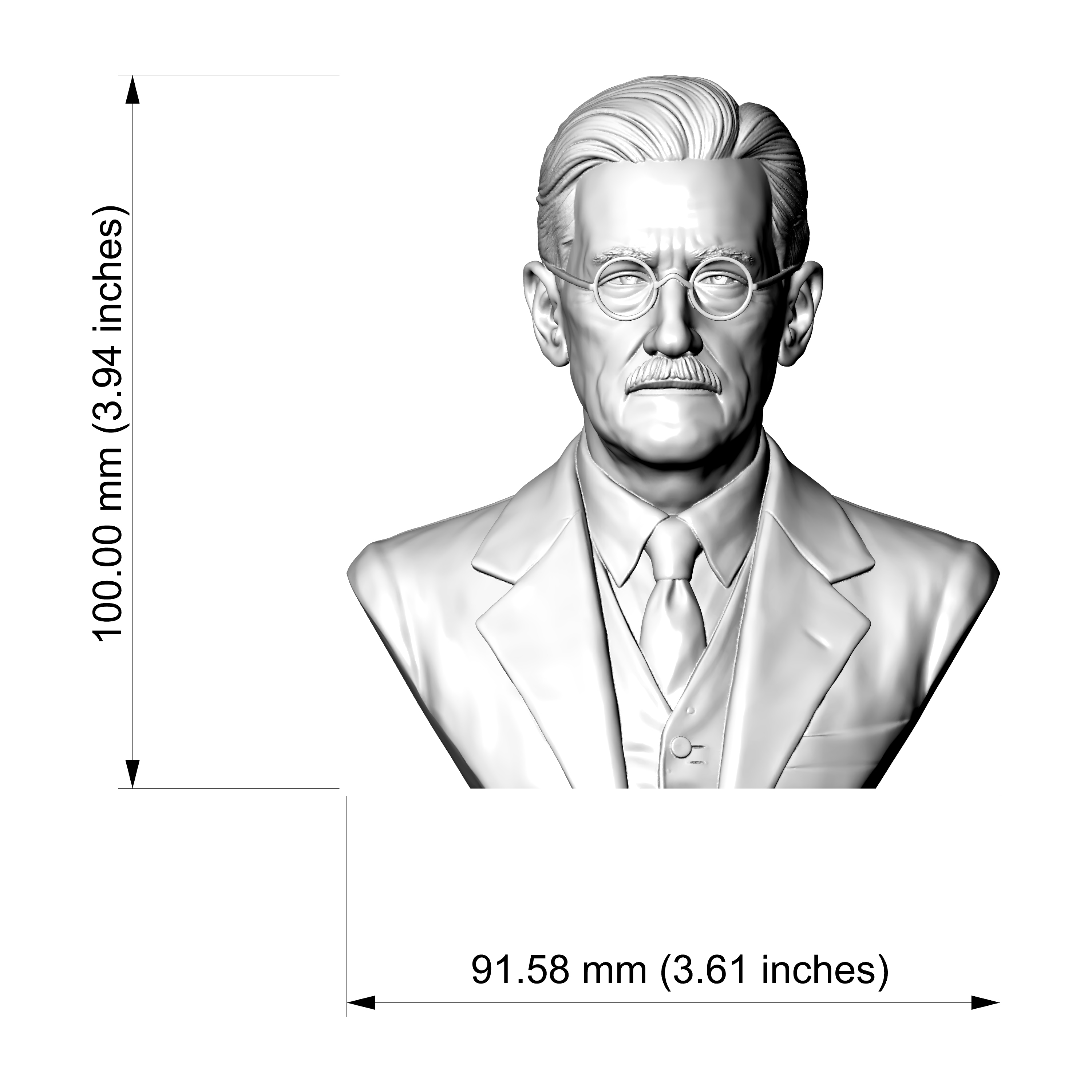 James Joyce 3D Printable Bust 3D Model