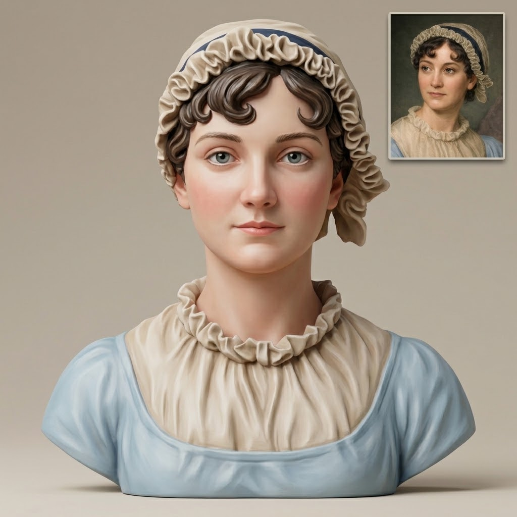 Jane Austen 3D Printable Bust 3D Model