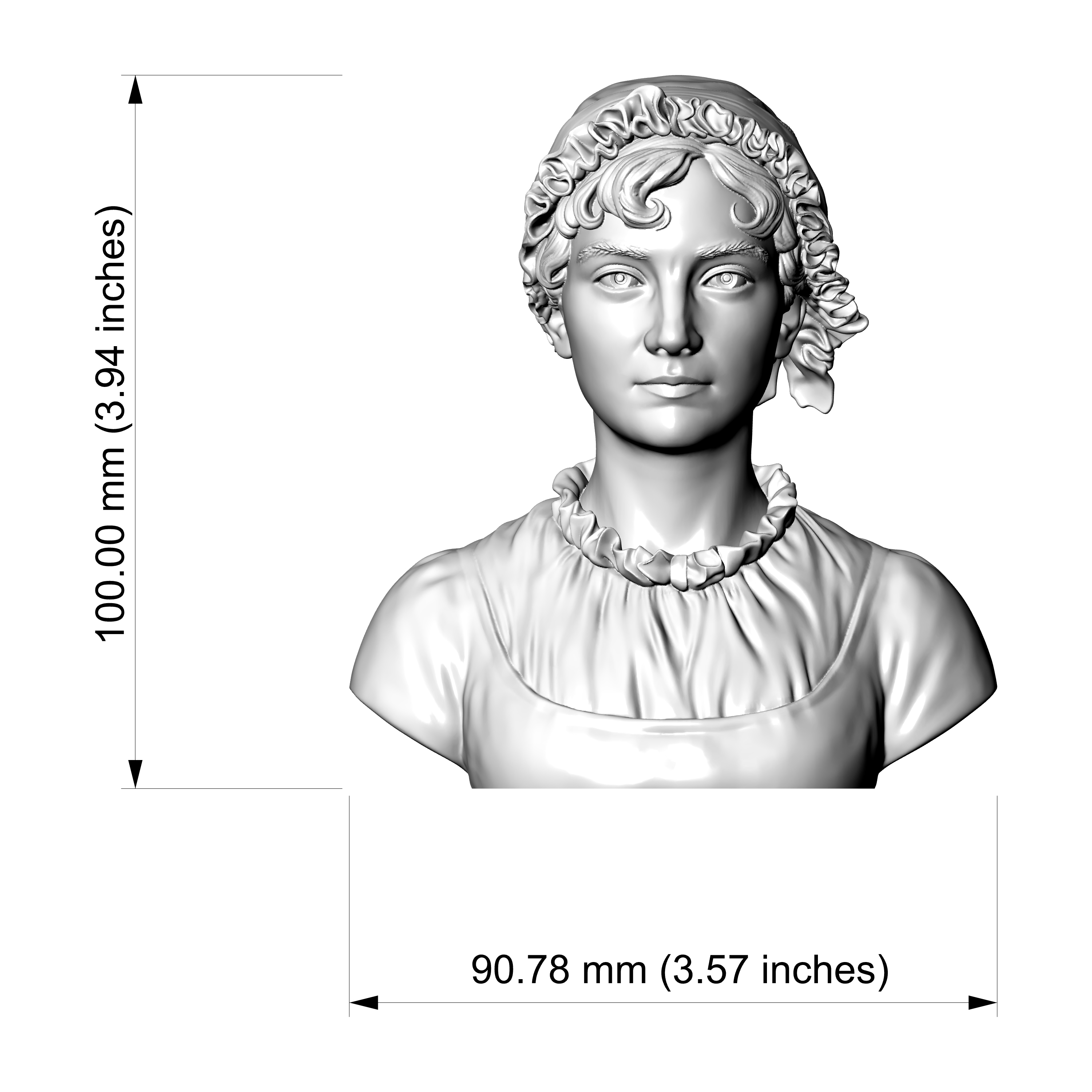 Jane Austen 3D Printable Bust 3D Model