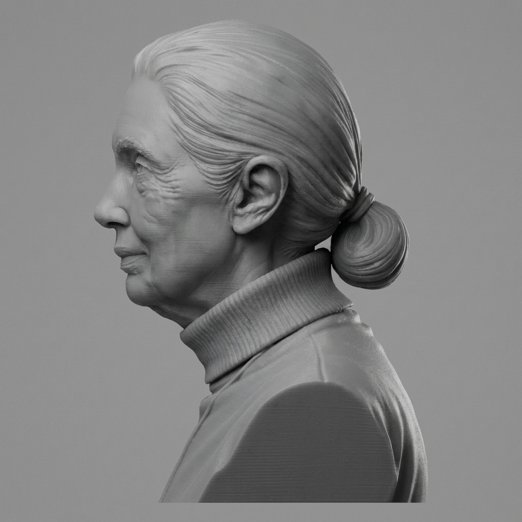 Jane Goodall 3D Printable Bust 3D Model