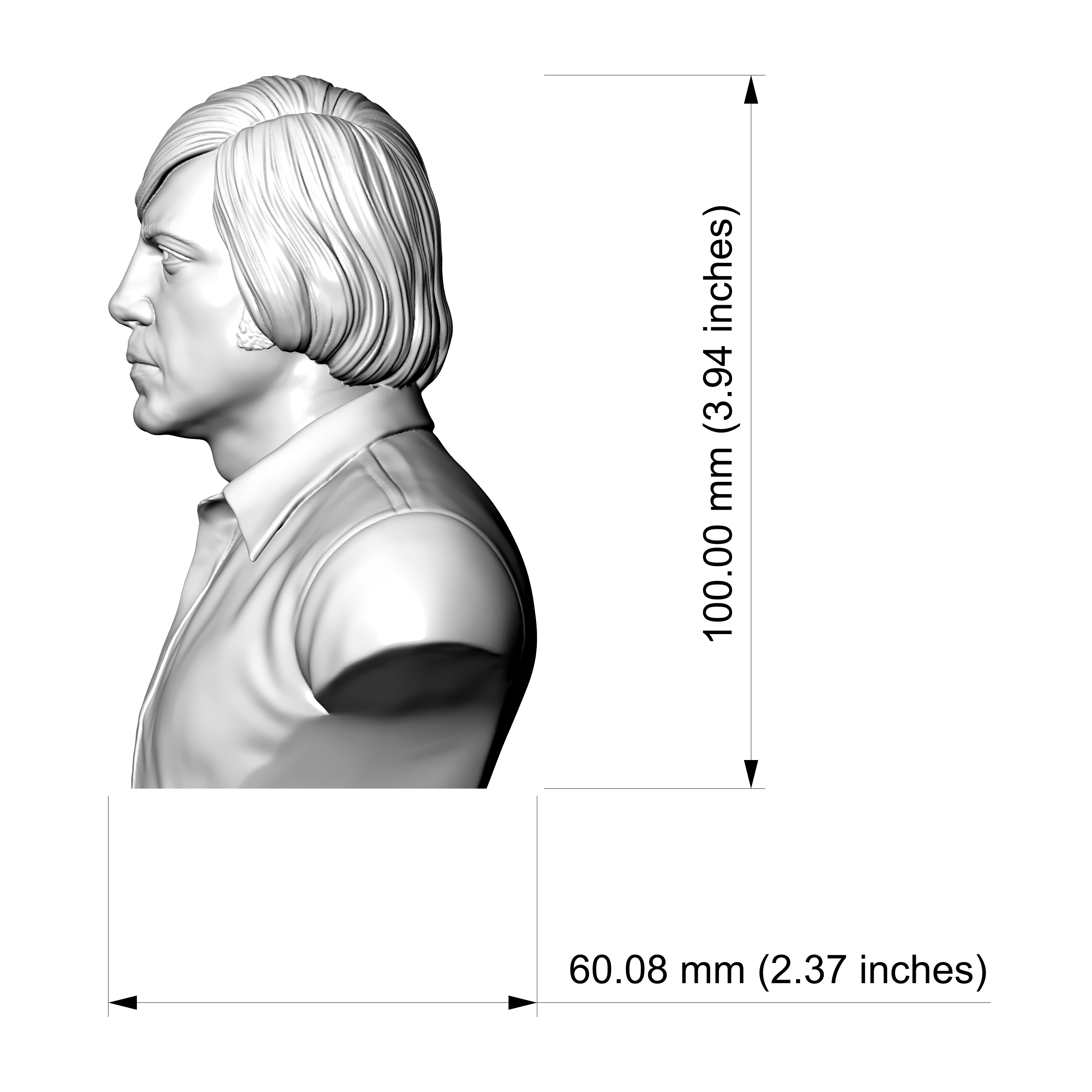 Javier Bardem Anton Chigurh 3D Printable Bust 3D Model