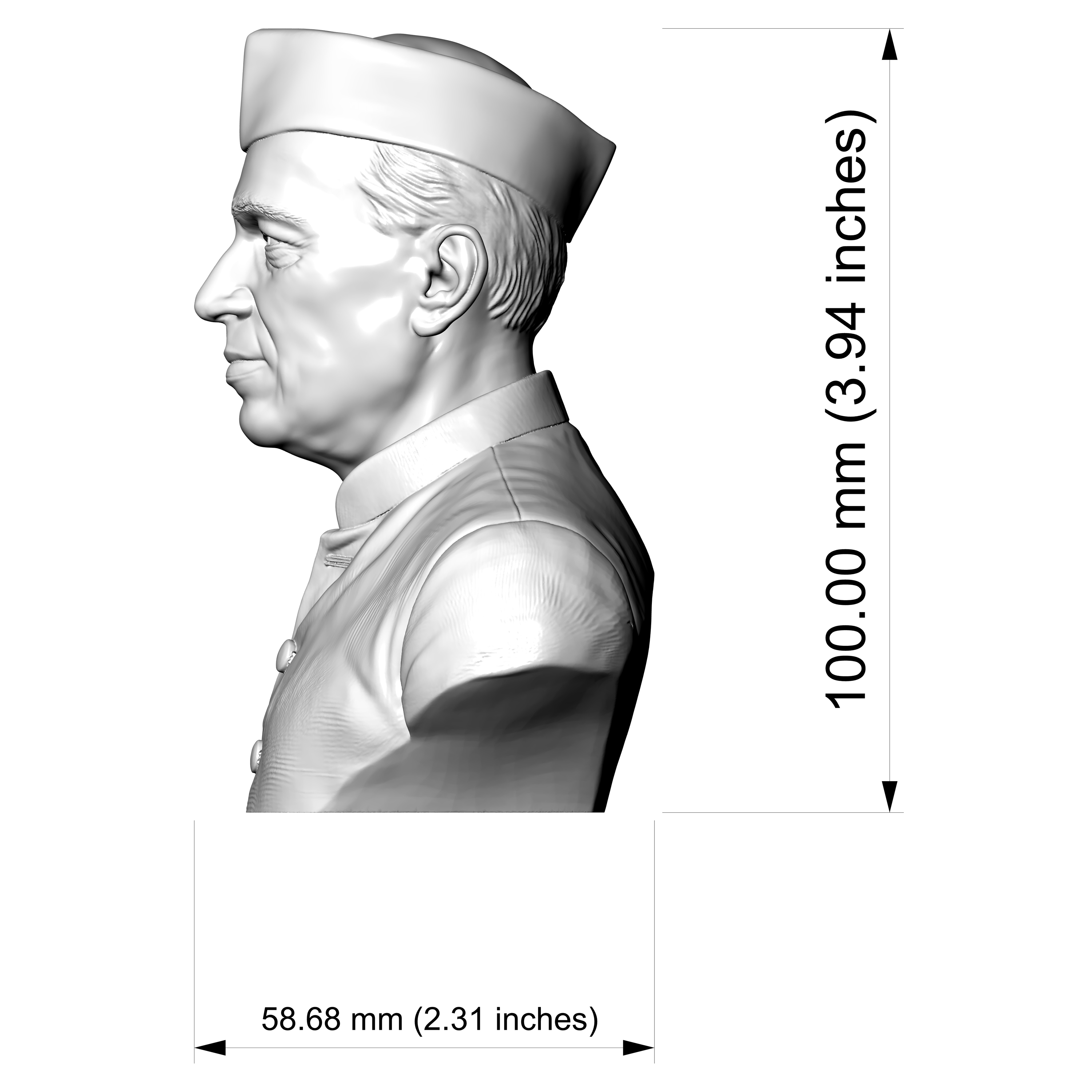 Jawaharlal Nehru 3D Printable Bust 3D Model
