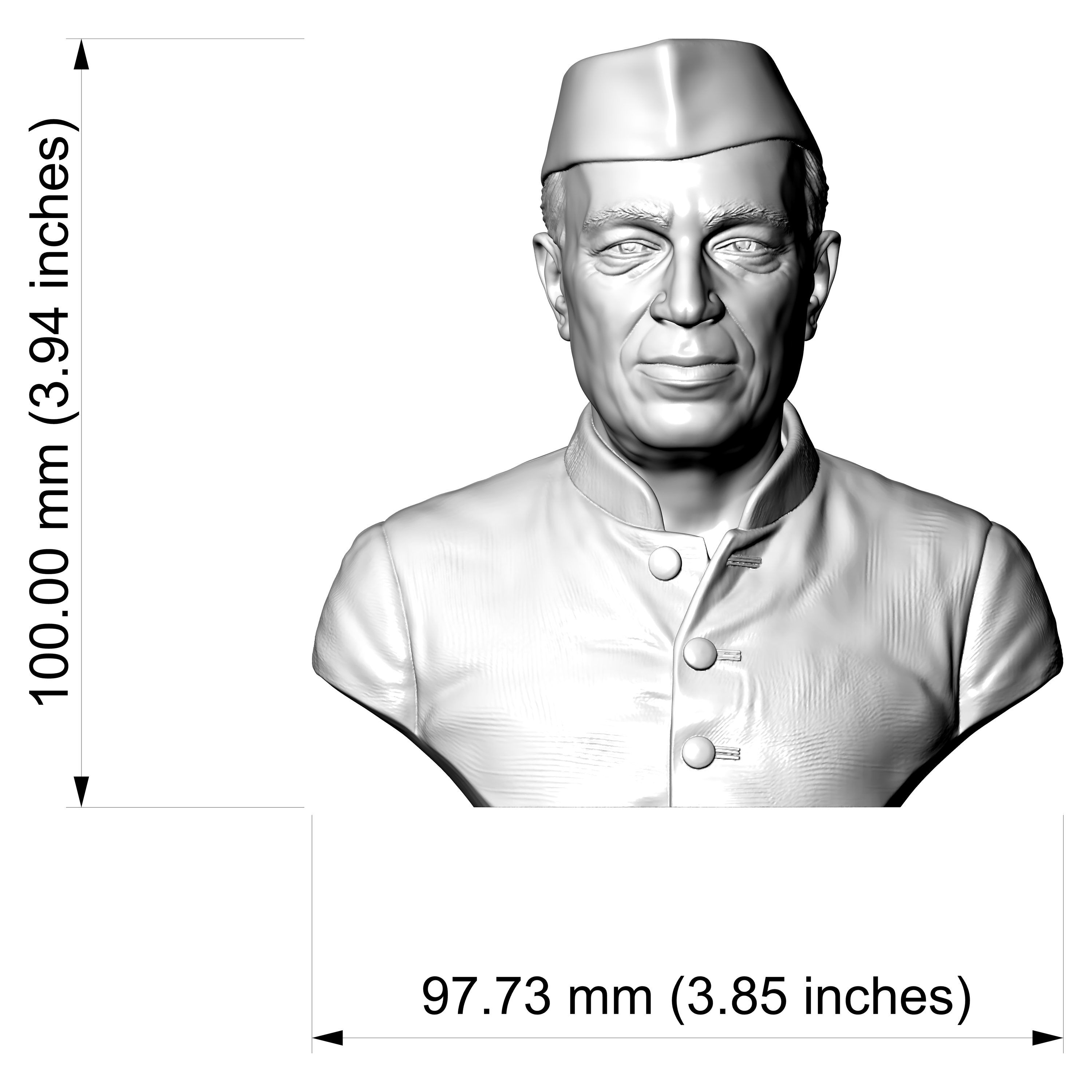 Jawaharlal Nehru 3D Printable Bust 3D Model