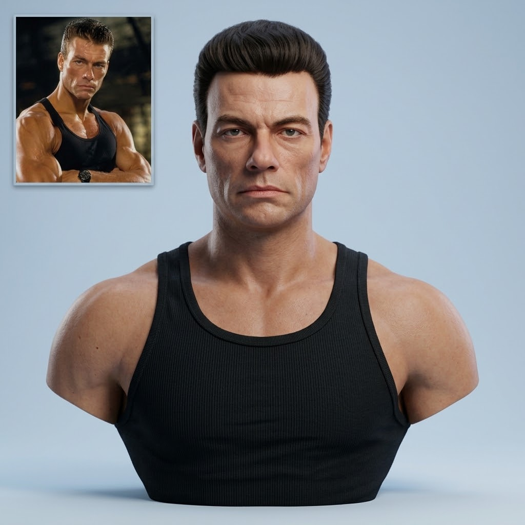 Jean-Claude Van Damme 3D Printable Bust 3D Model