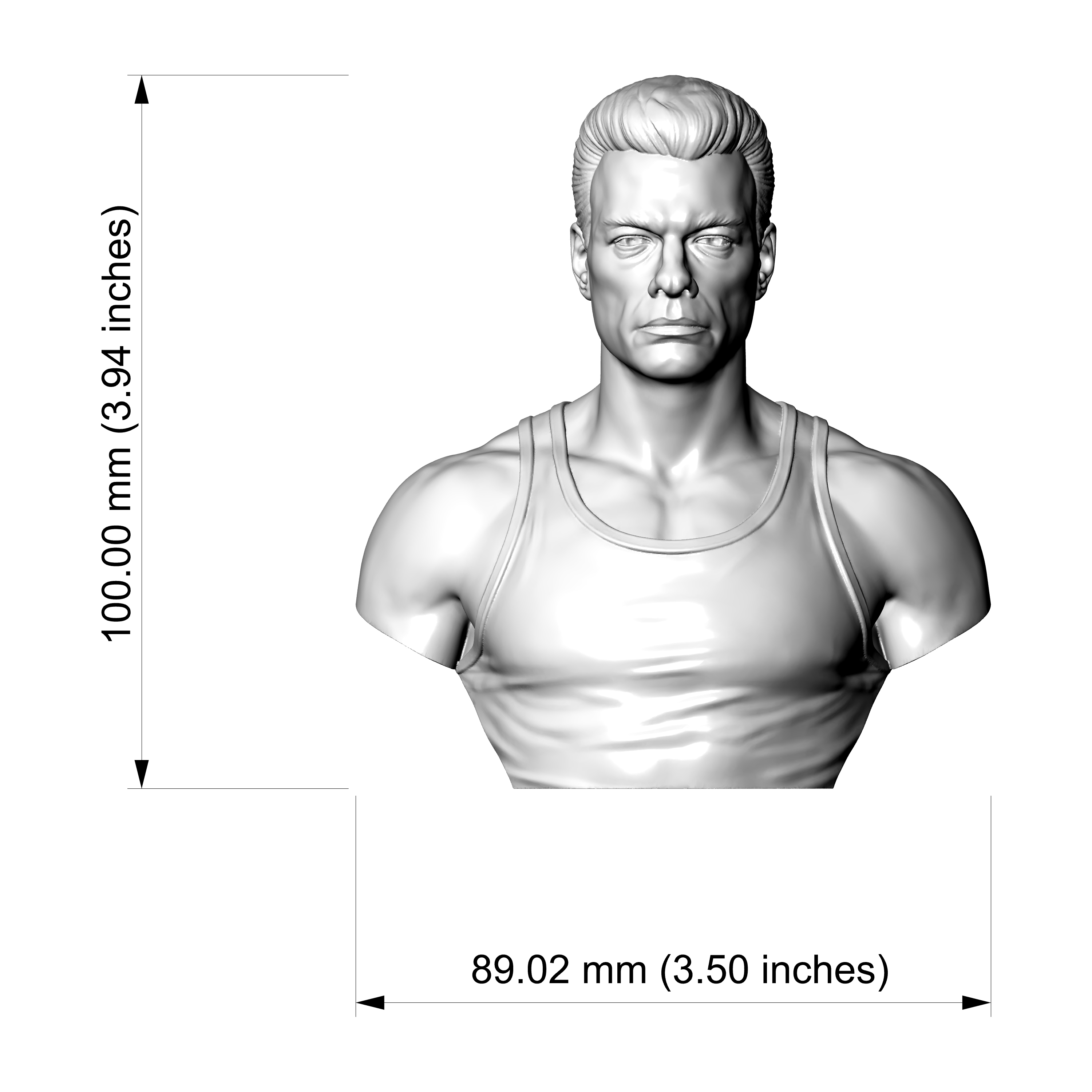 Jean-Claude Van Damme 3D Printable Bust 3D Model