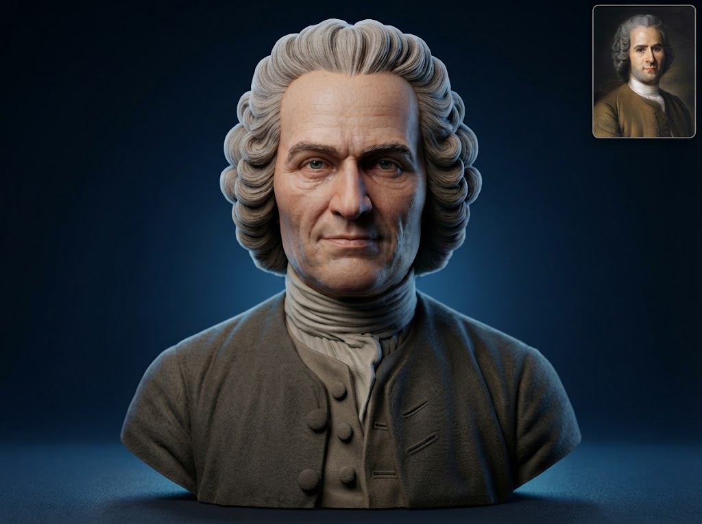 Jean-Jacques Rousseau Bust 3D Printable 3D Model