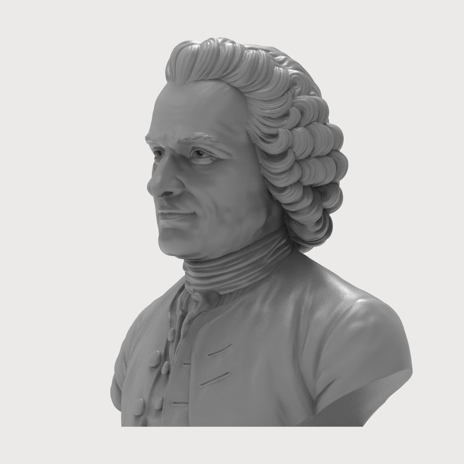 Jean-Jacques Rousseau Bust 3D Printable 3D Model