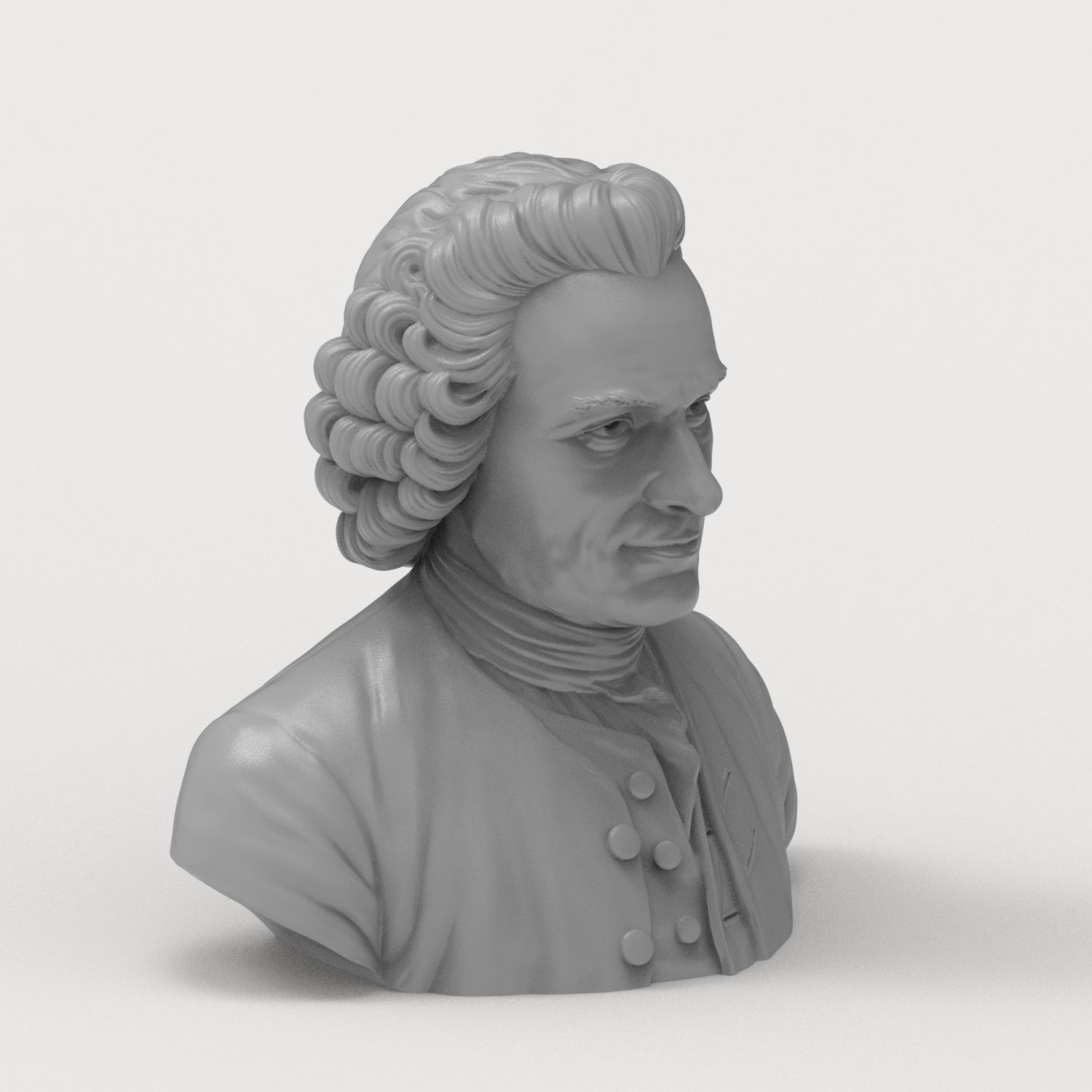 Jean-Jacques Rousseau Bust 3D Printable 3D Model
