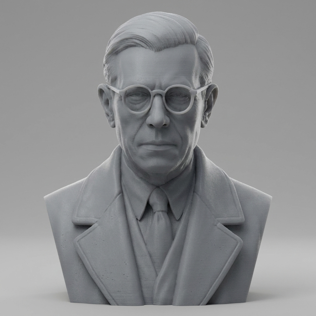 Jean-Paul Sartre 3D Printable Bust 3D Model