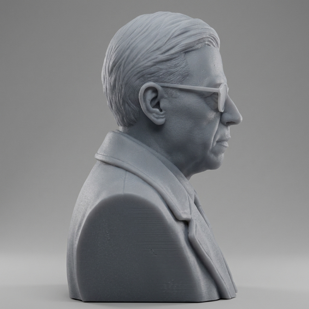 Jean-Paul Sartre 3D Printable Bust 3D Model