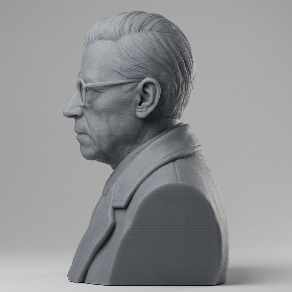 Jean-Paul Sartre 3D Printable Bust 3D Model