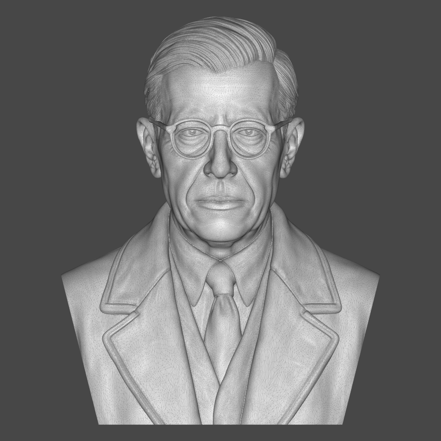 Jean-Paul Sartre 3D Printable Bust 3D Model