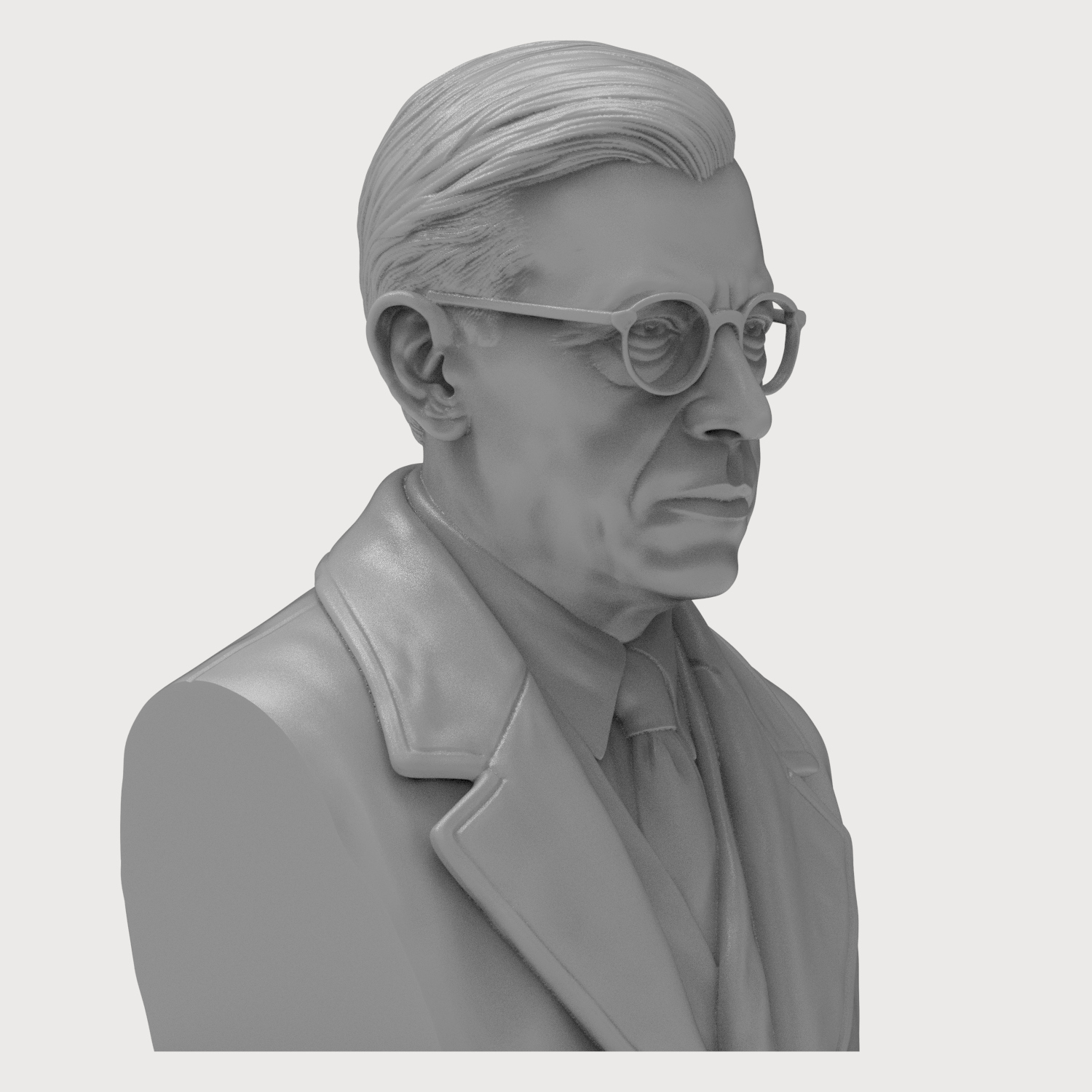 Jean-Paul Sartre 3D Printable Bust 3D Model