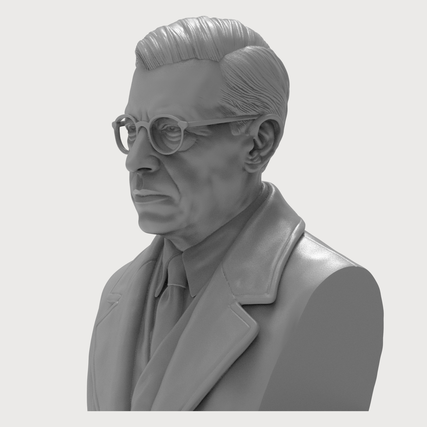 Jean-Paul Sartre 3D Printable Bust 3D Model