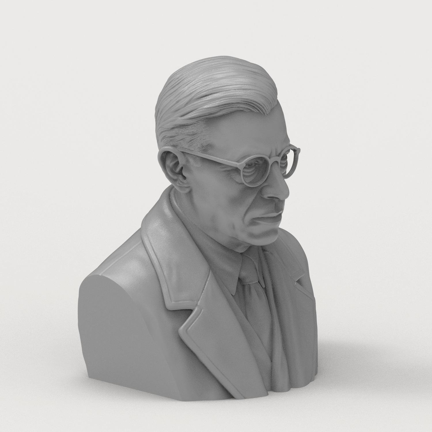 Jean-Paul Sartre 3D Printable Bust 3D Model