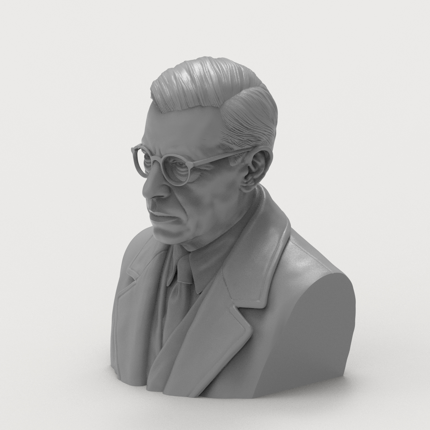 Jean-Paul Sartre 3D Printable Bust 3D Model