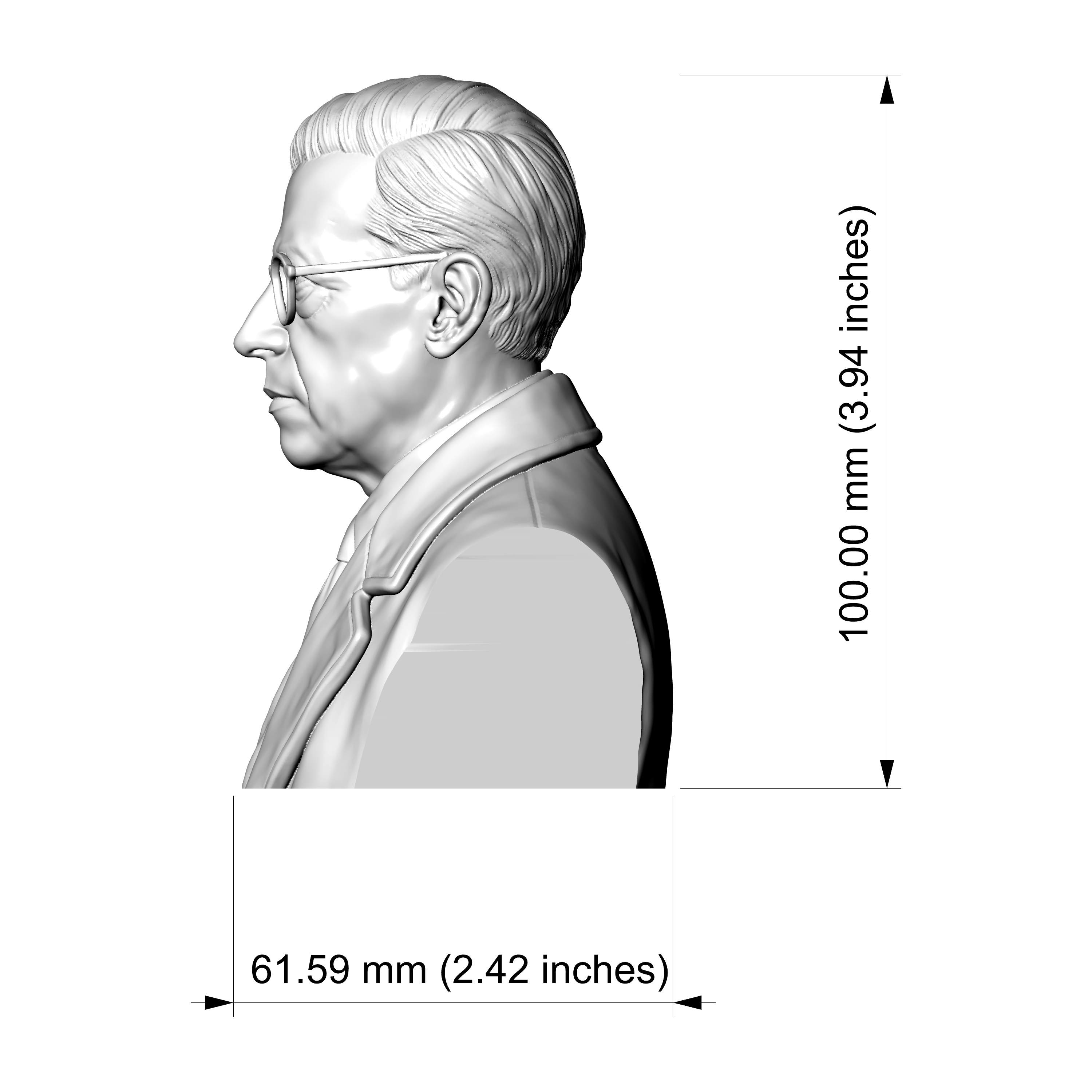 Jean-Paul Sartre 3D Printable Bust 3D Model