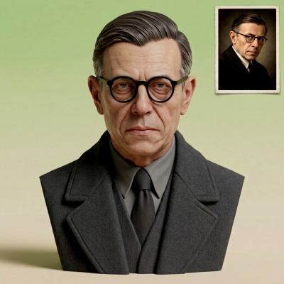 Jean-Paul Sartre 3D Printable Bust