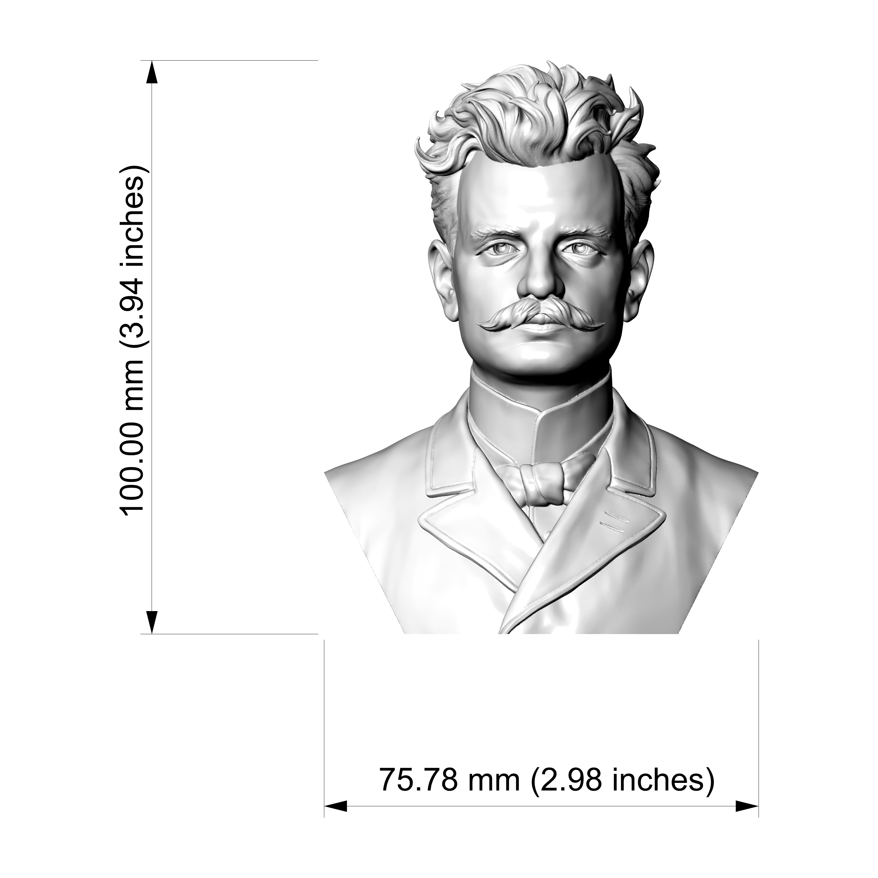 Jean Sibelius 3D Printable Bust 3D Model
