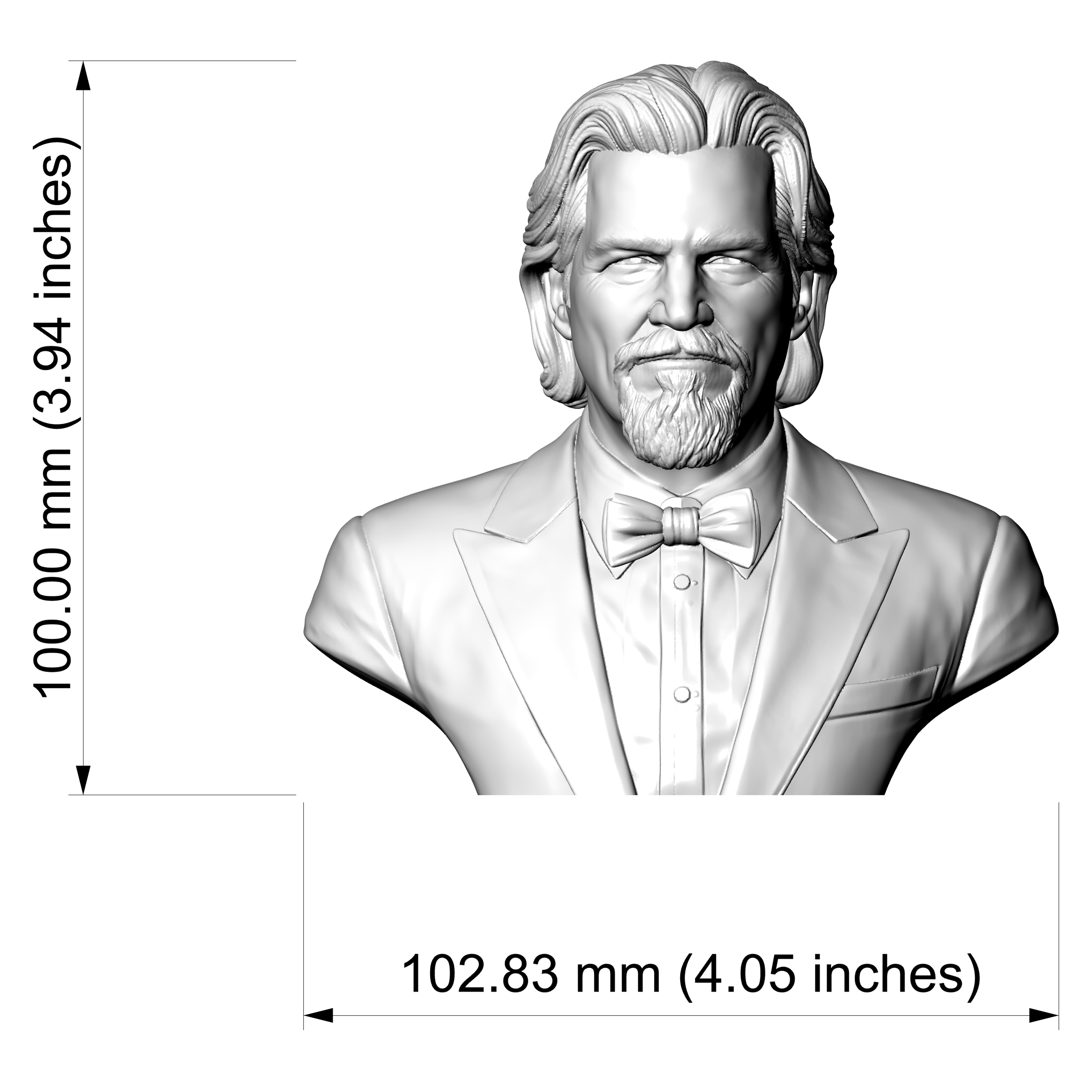 Jeff Bridges 3D Printable Bust 3D Model