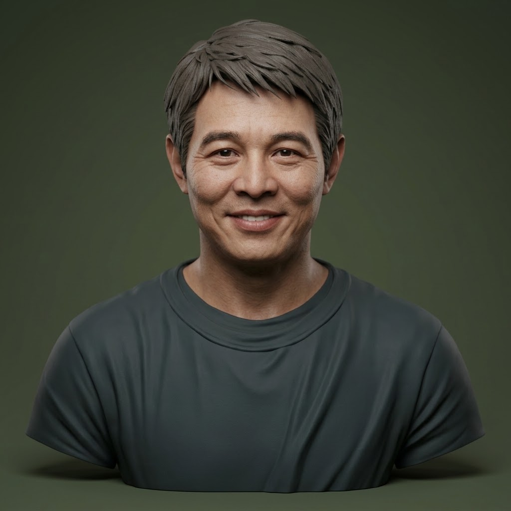 Jet Li Bust 3D Print Model 3D Model